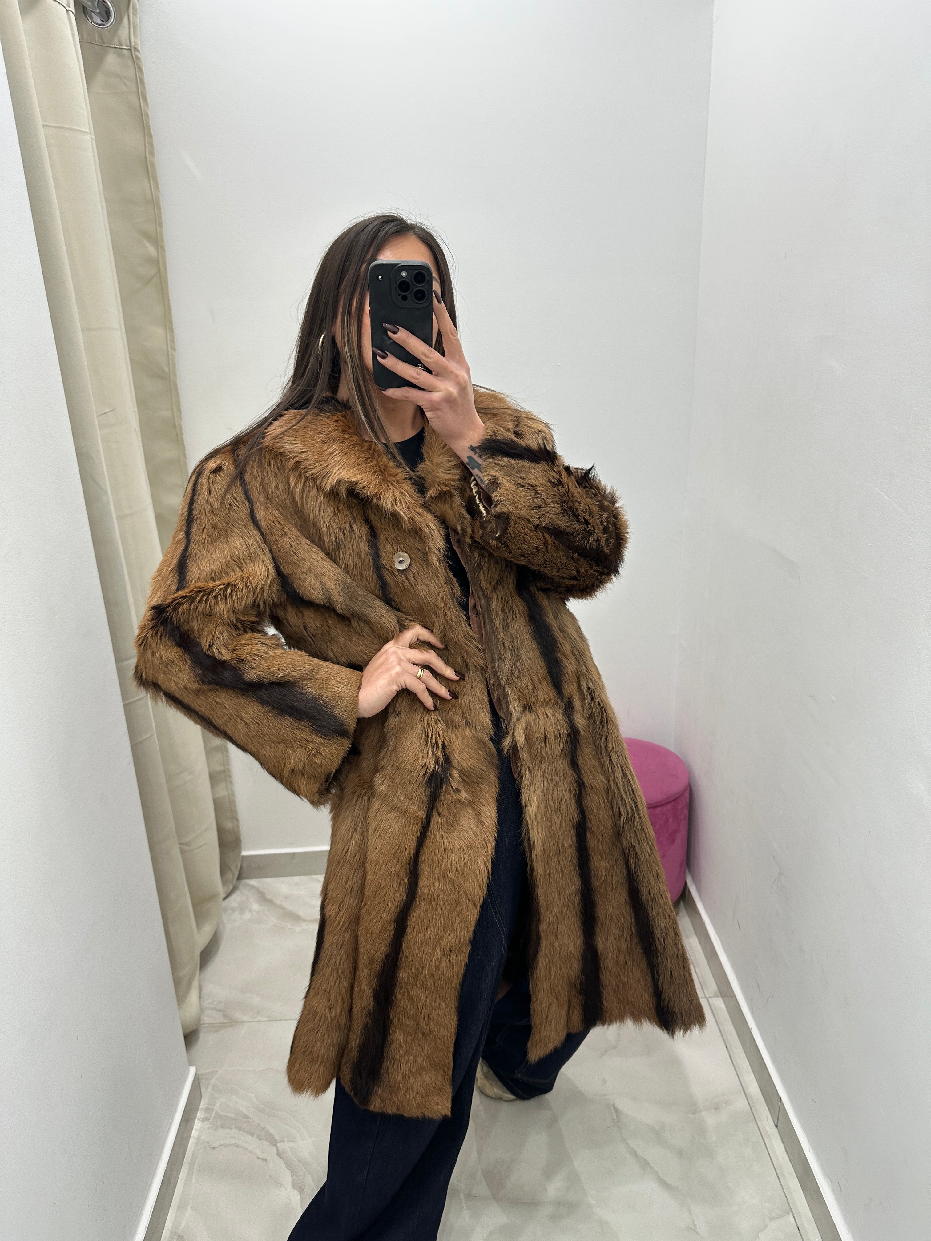 Pelliccia vera vintage miele