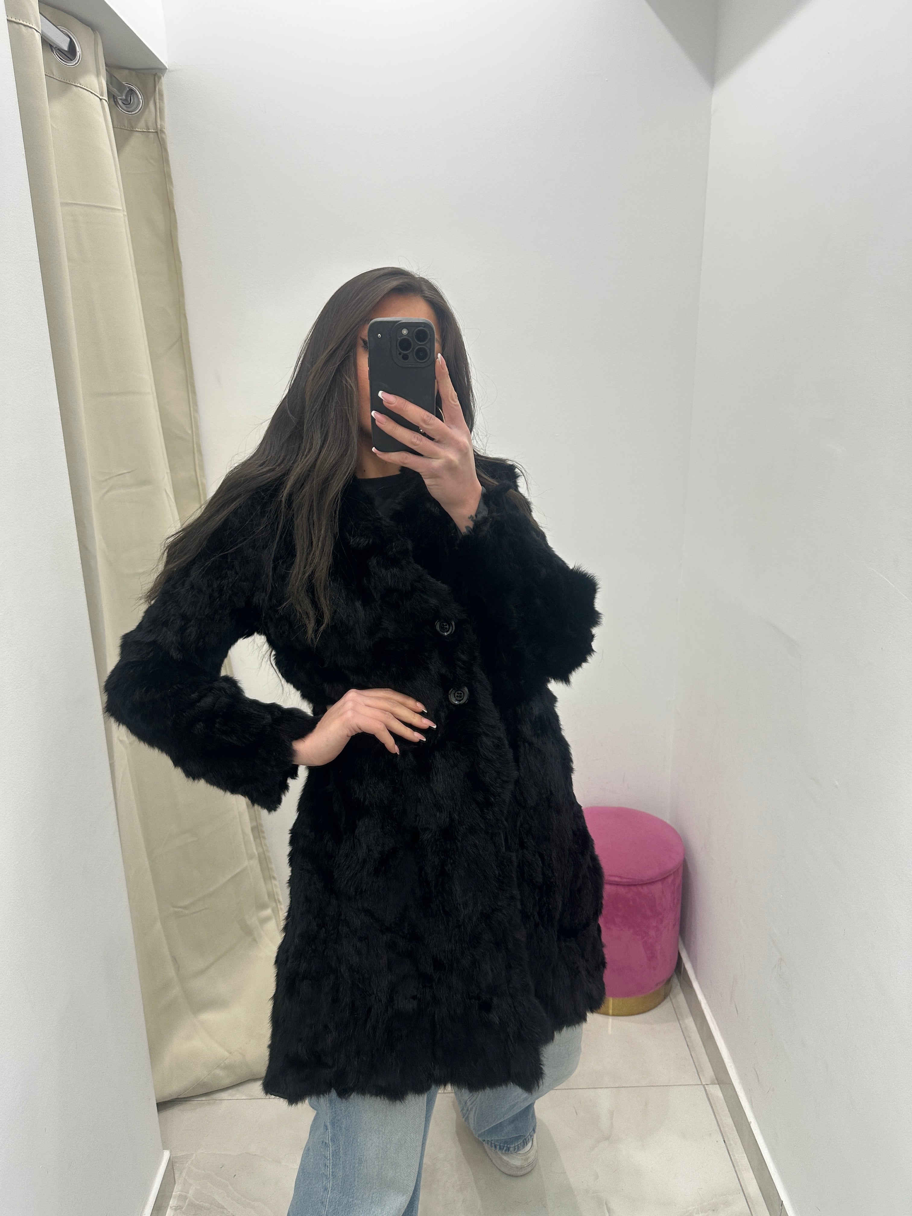 Pelliccia vera vintage nera