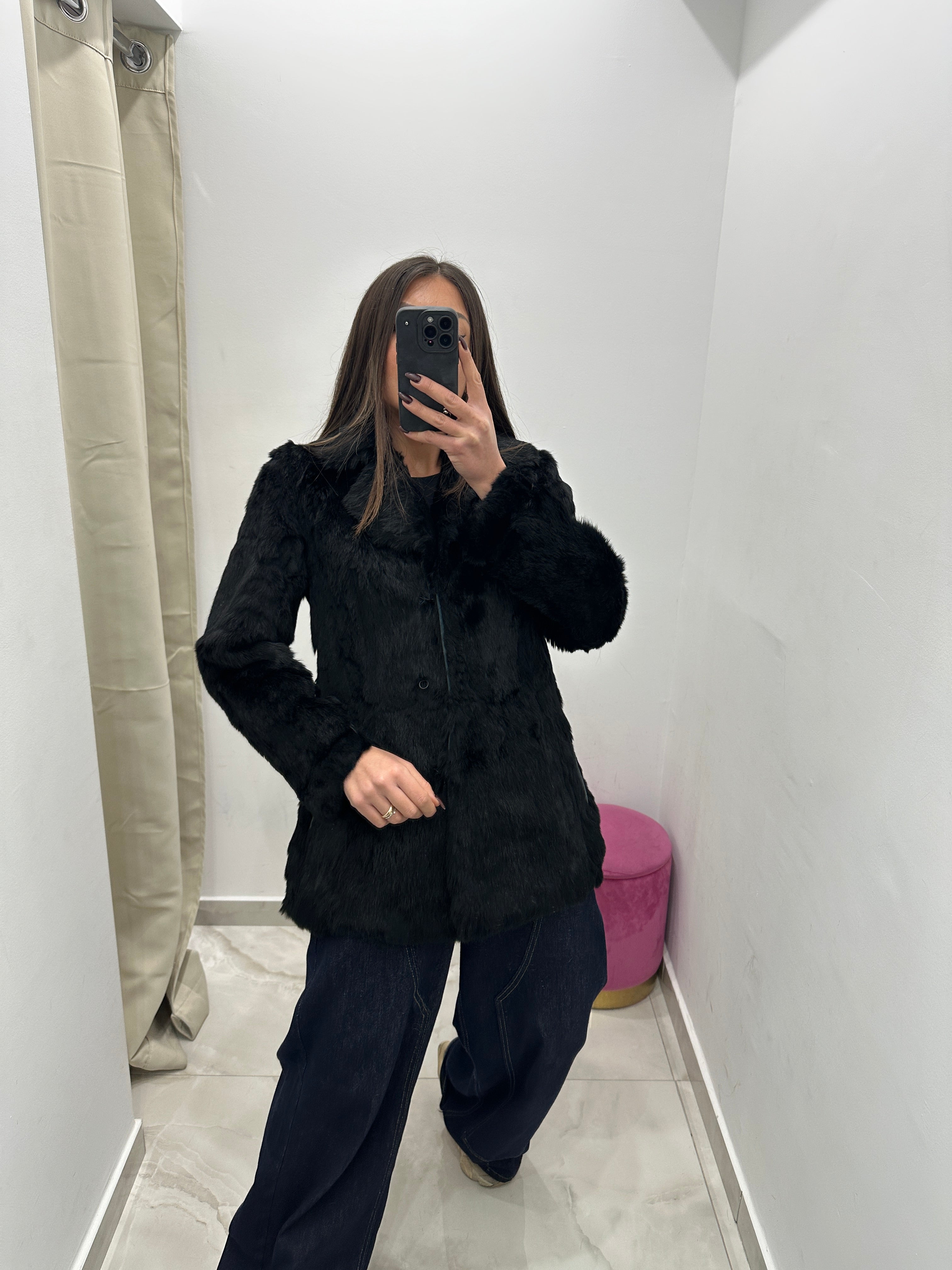 Pelliccia vera vintage nera