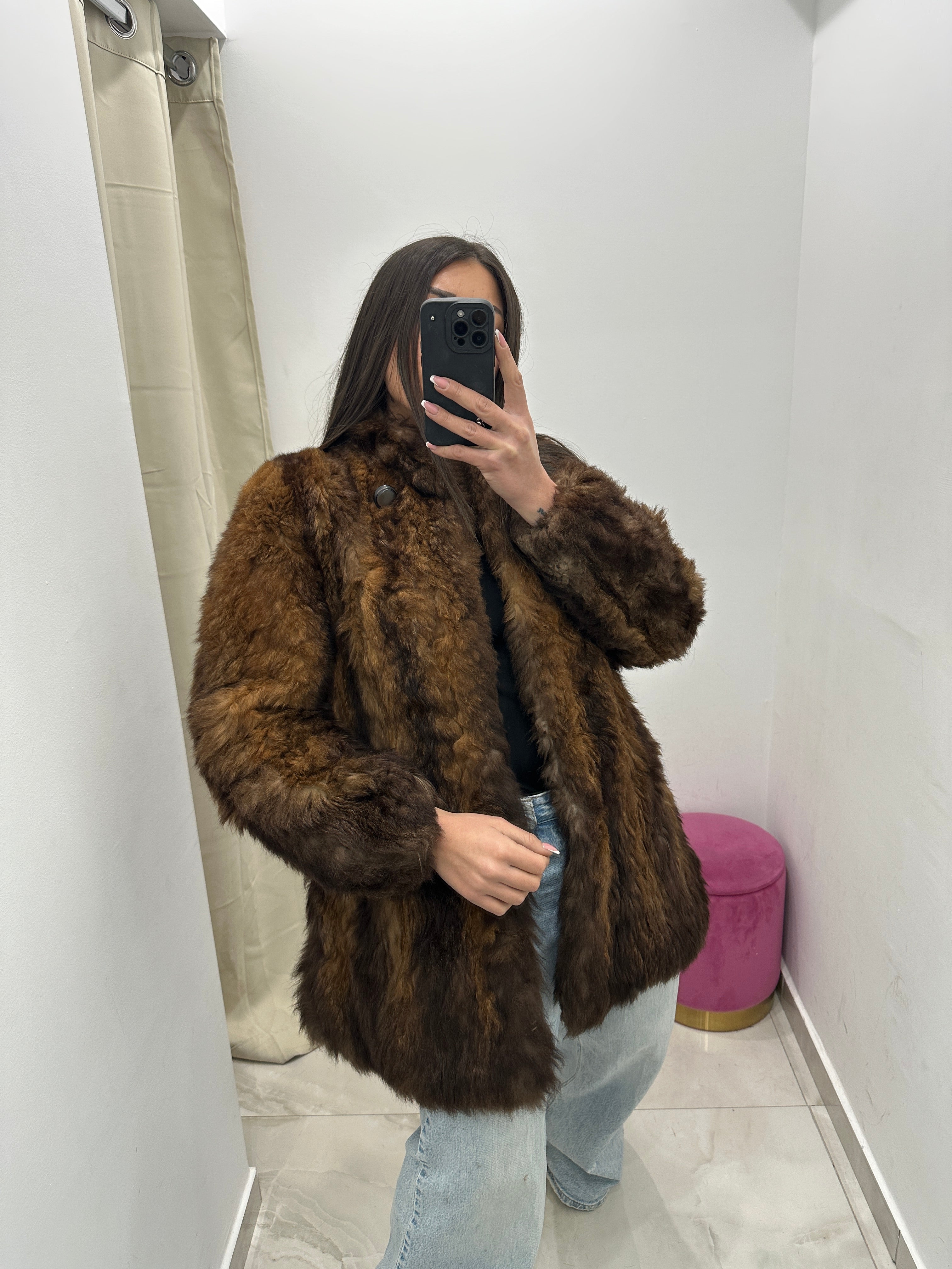 Pelliccia vera vintage bicolor