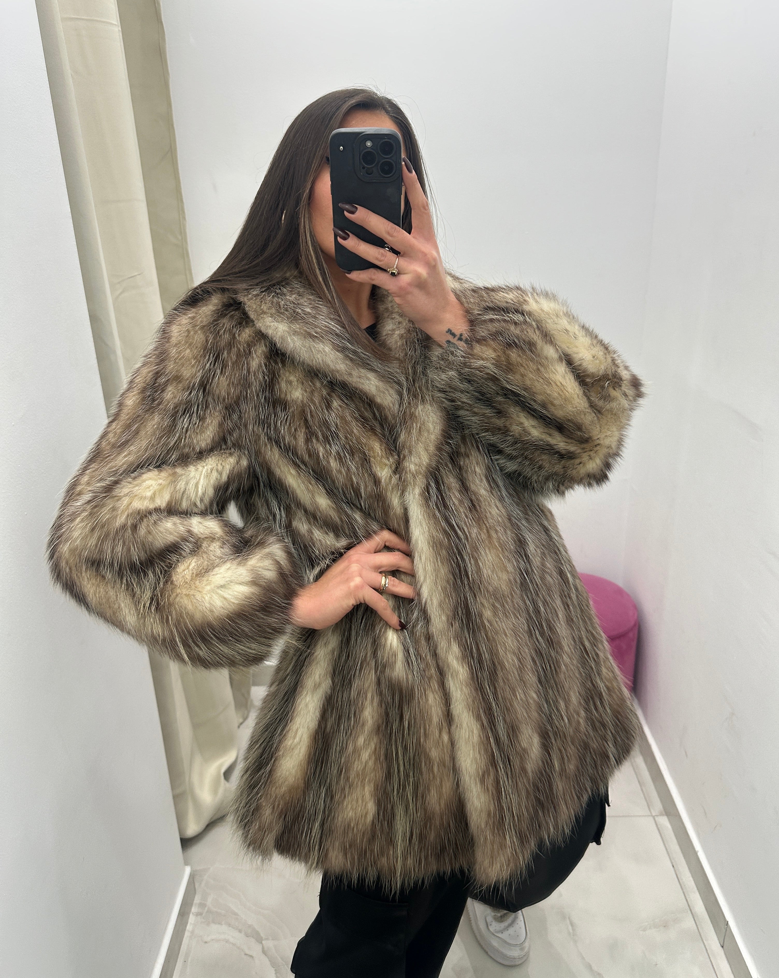 Pelliccia vera vintage bicolor