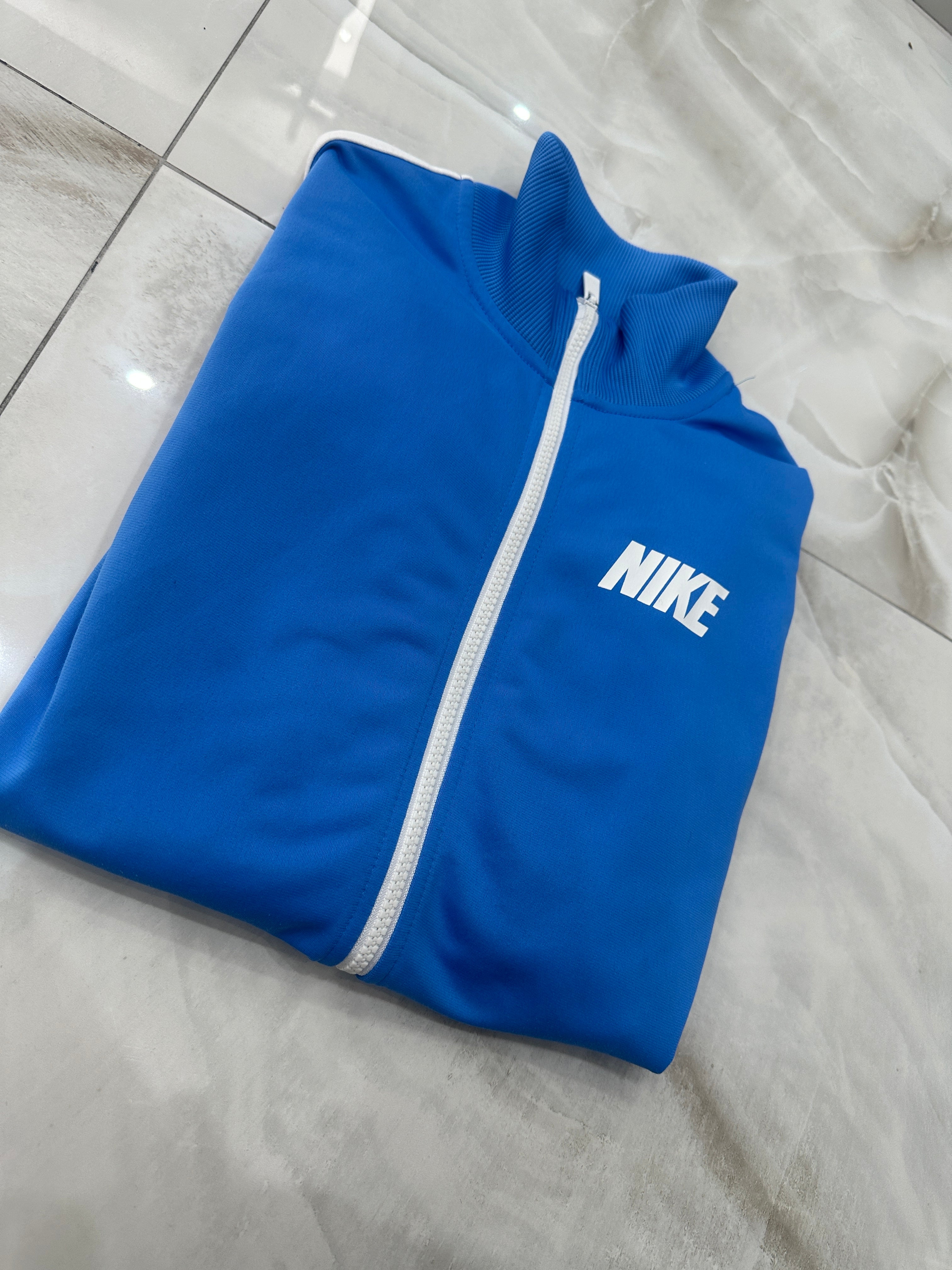 Felpa vintage con zip blu cobalto