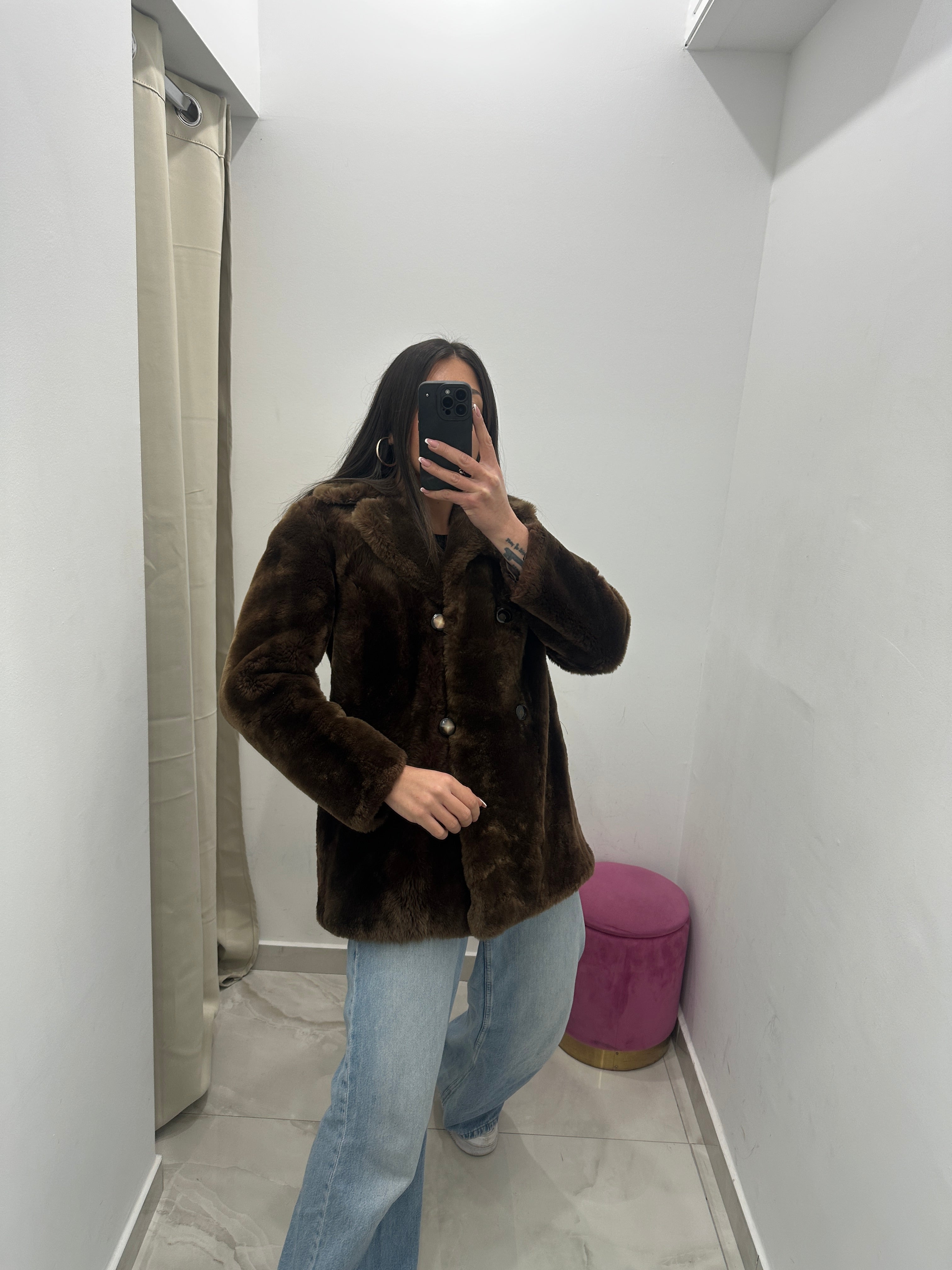 Pelliccia vera vintage in promo marrone