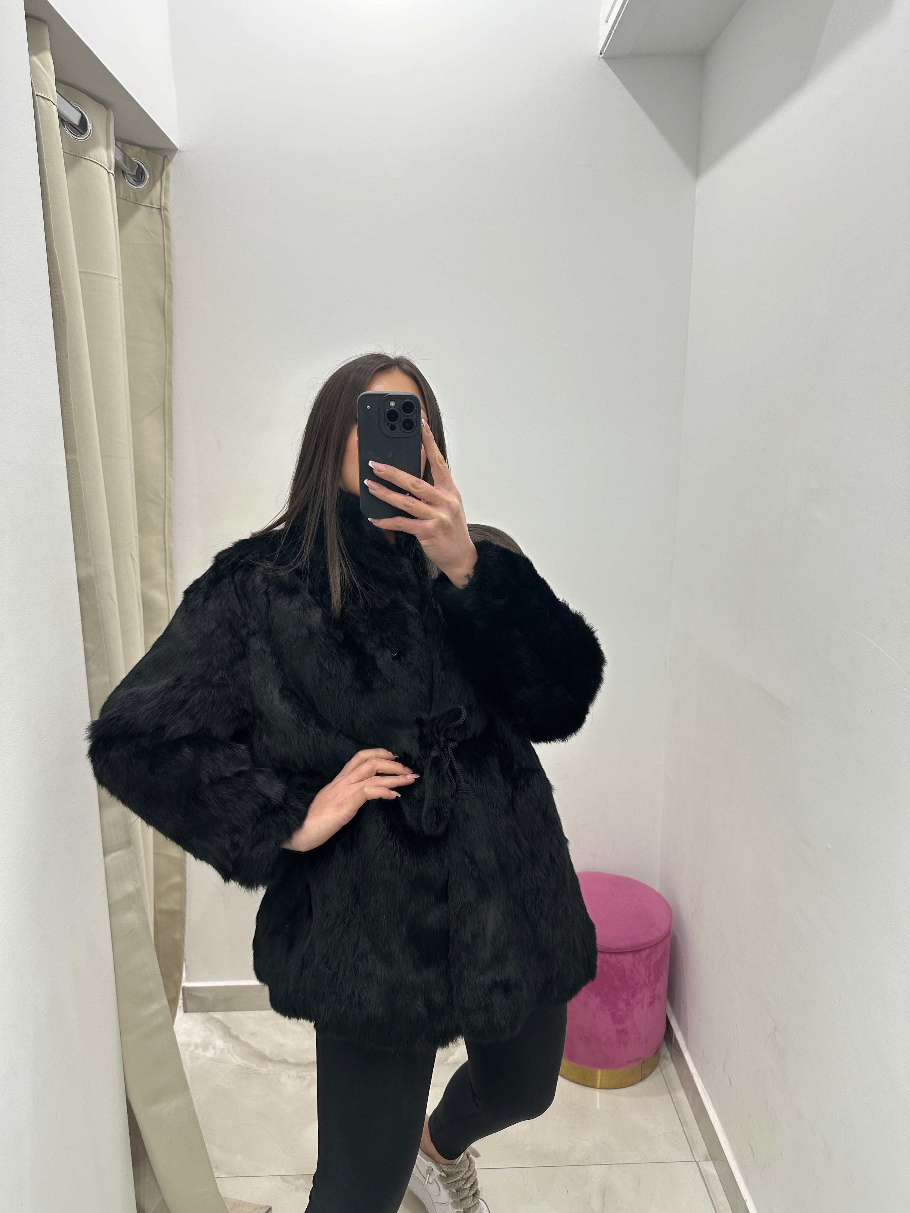 Pelliccia vera vintage nera