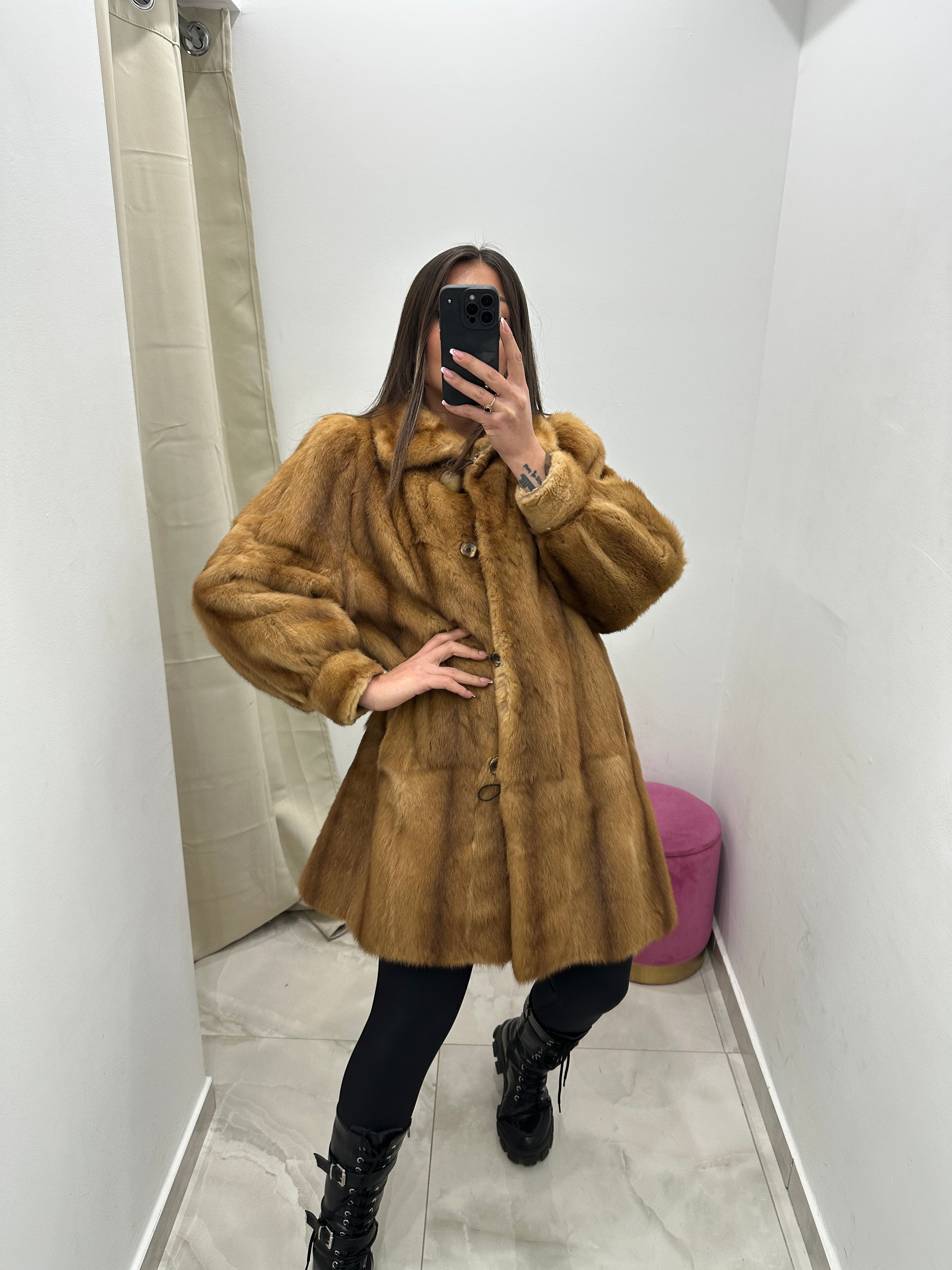 Pelliccia vera vintage miele