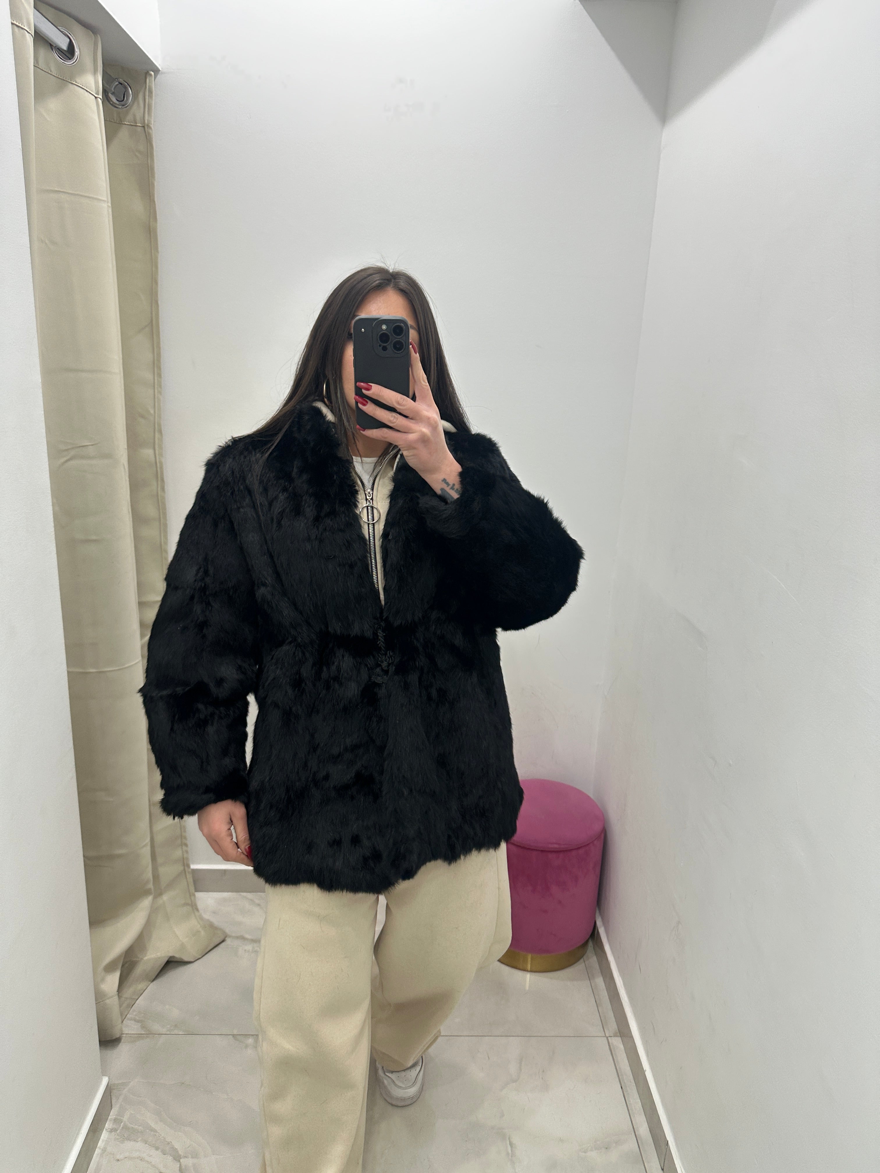 Pelliccia vera vintage nera