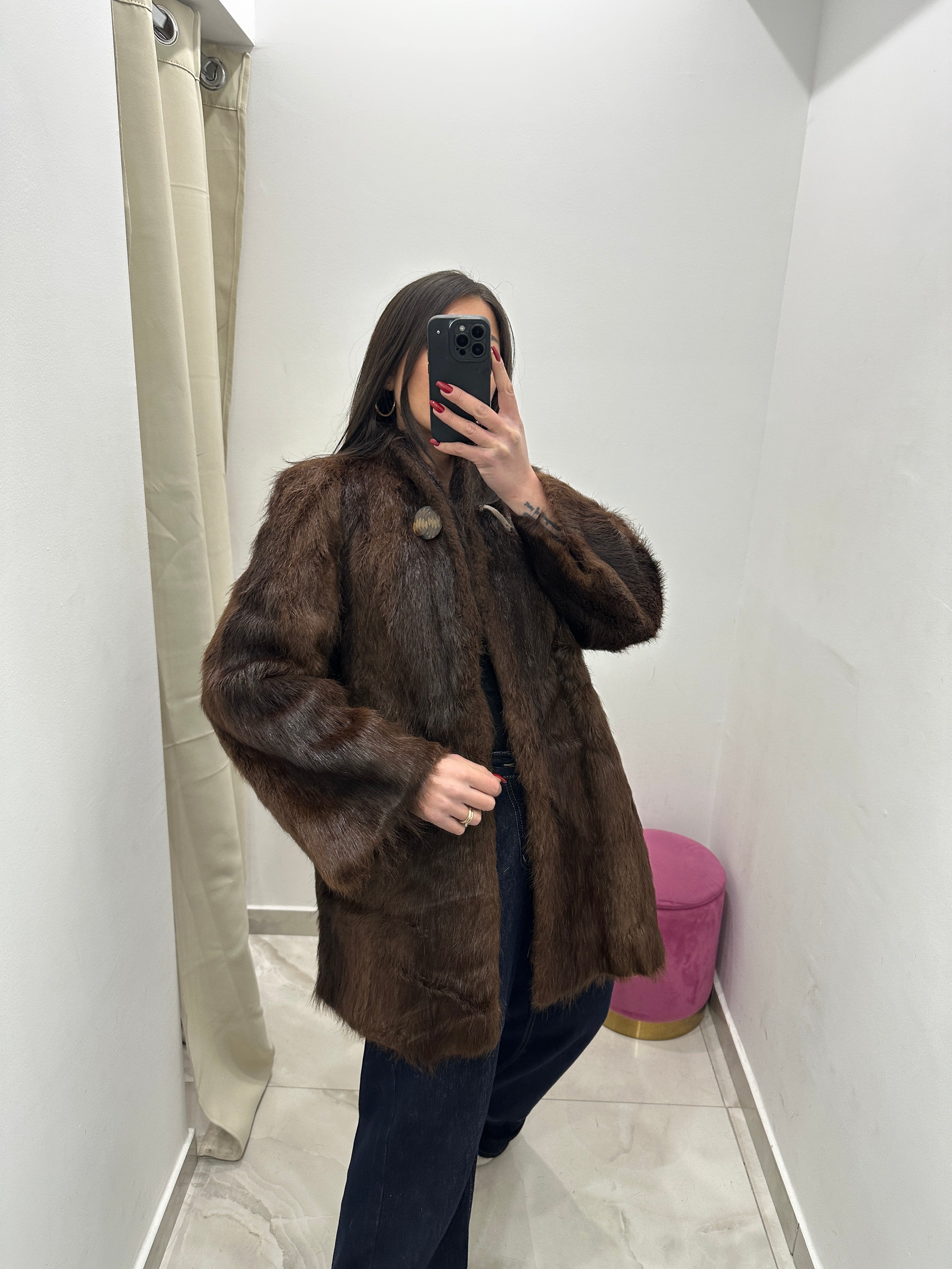 Pelliccia vera vintage marrone