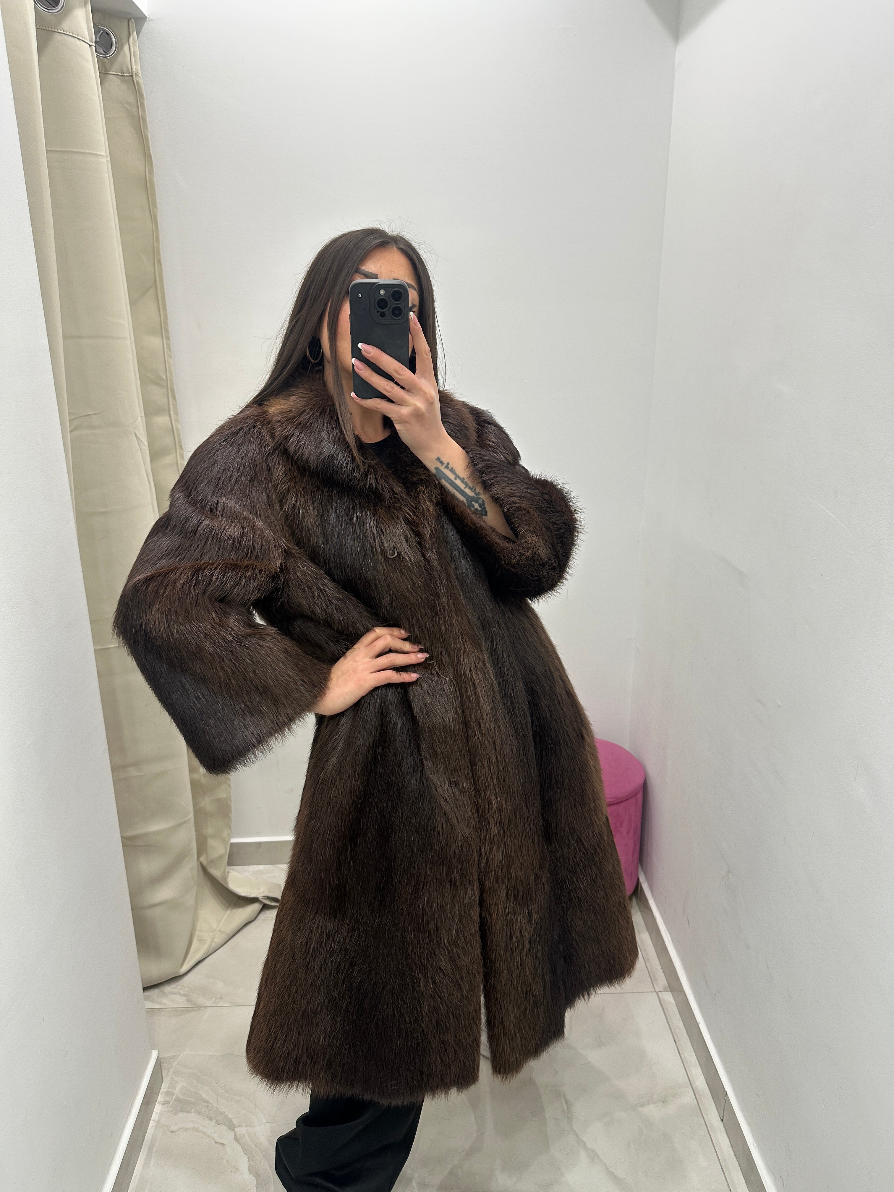 Pelliccia vera vintage marrone