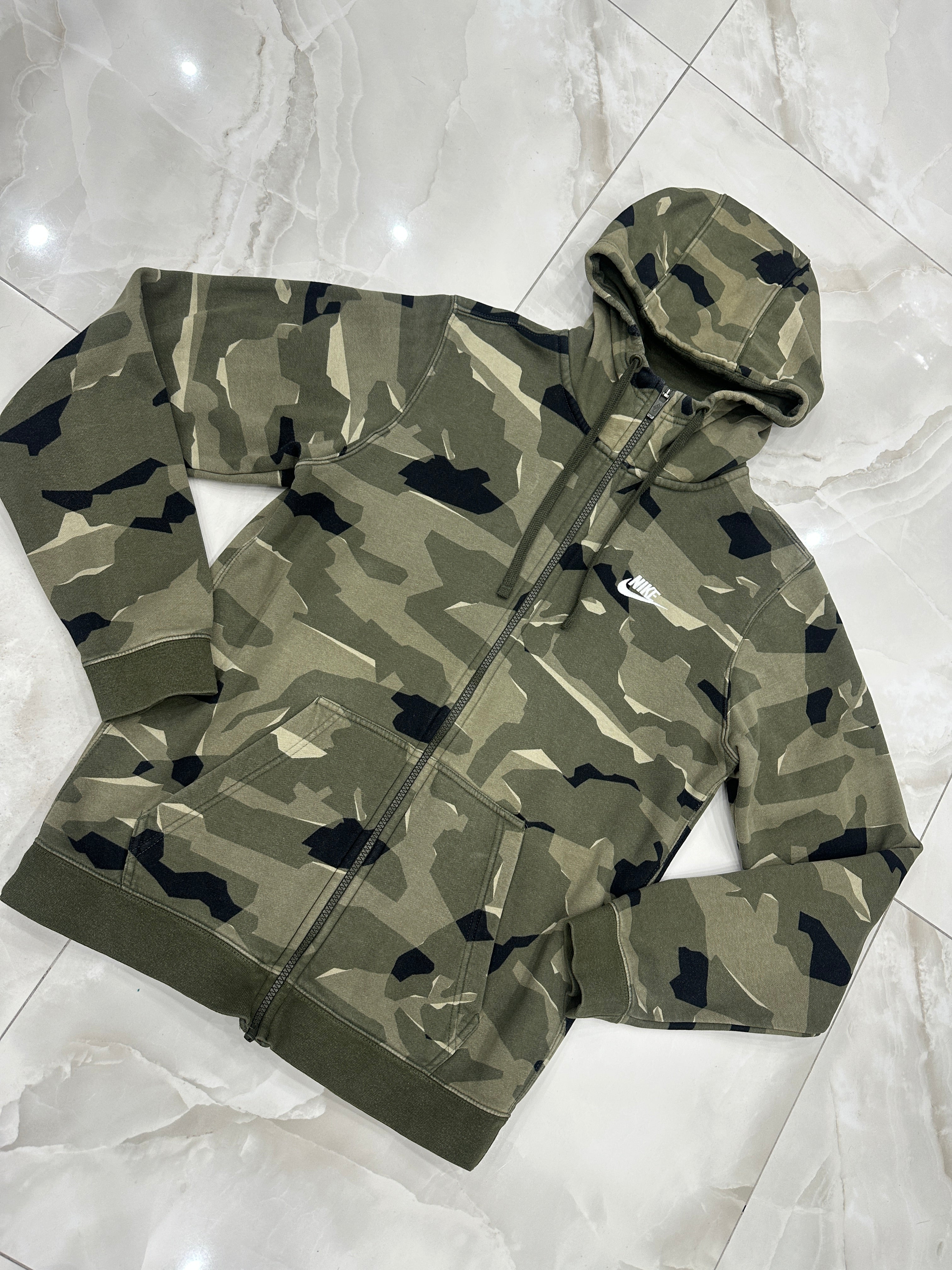 Felpa vintage con zip verde militare