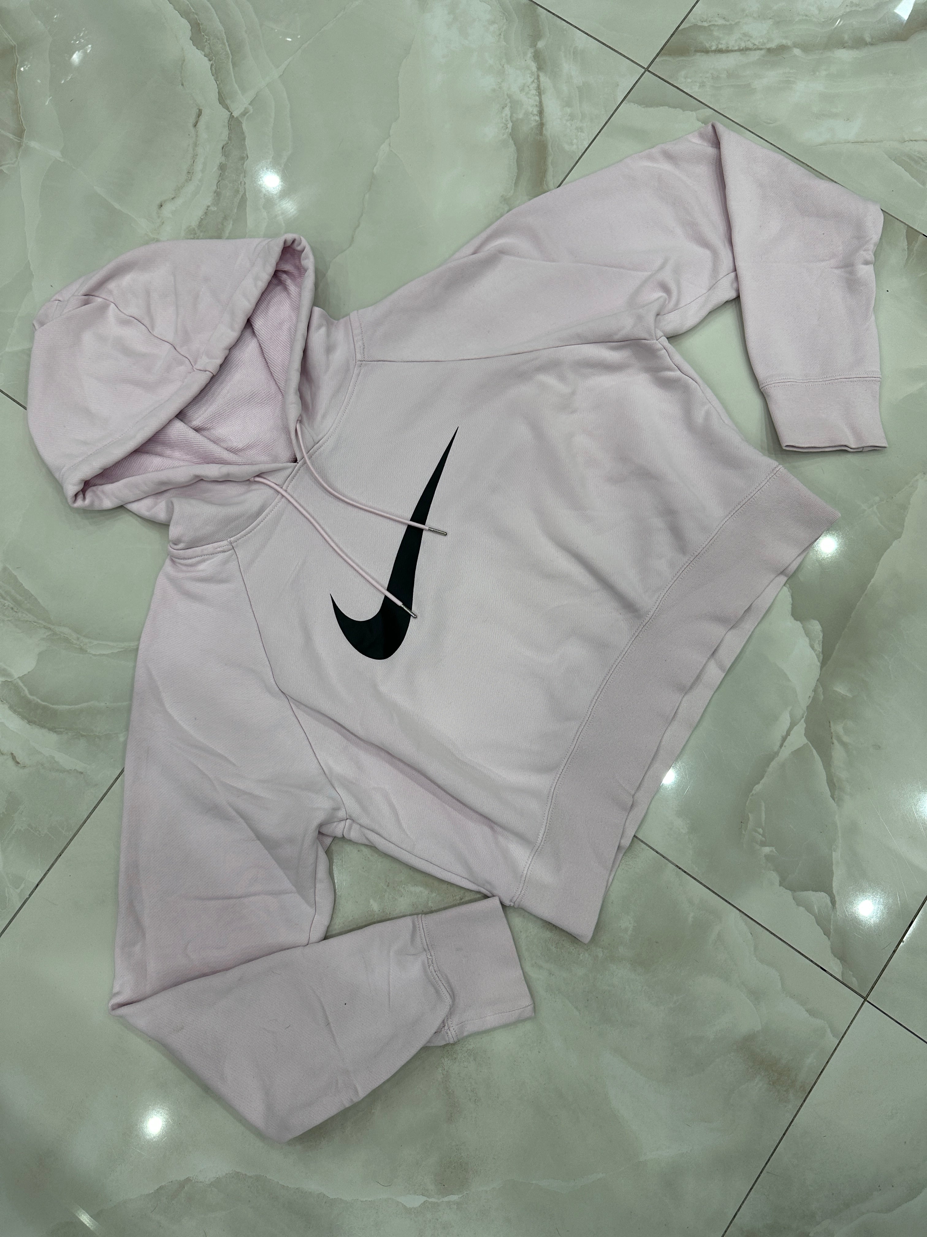 Felpa vintage rosa crop con cappuccio