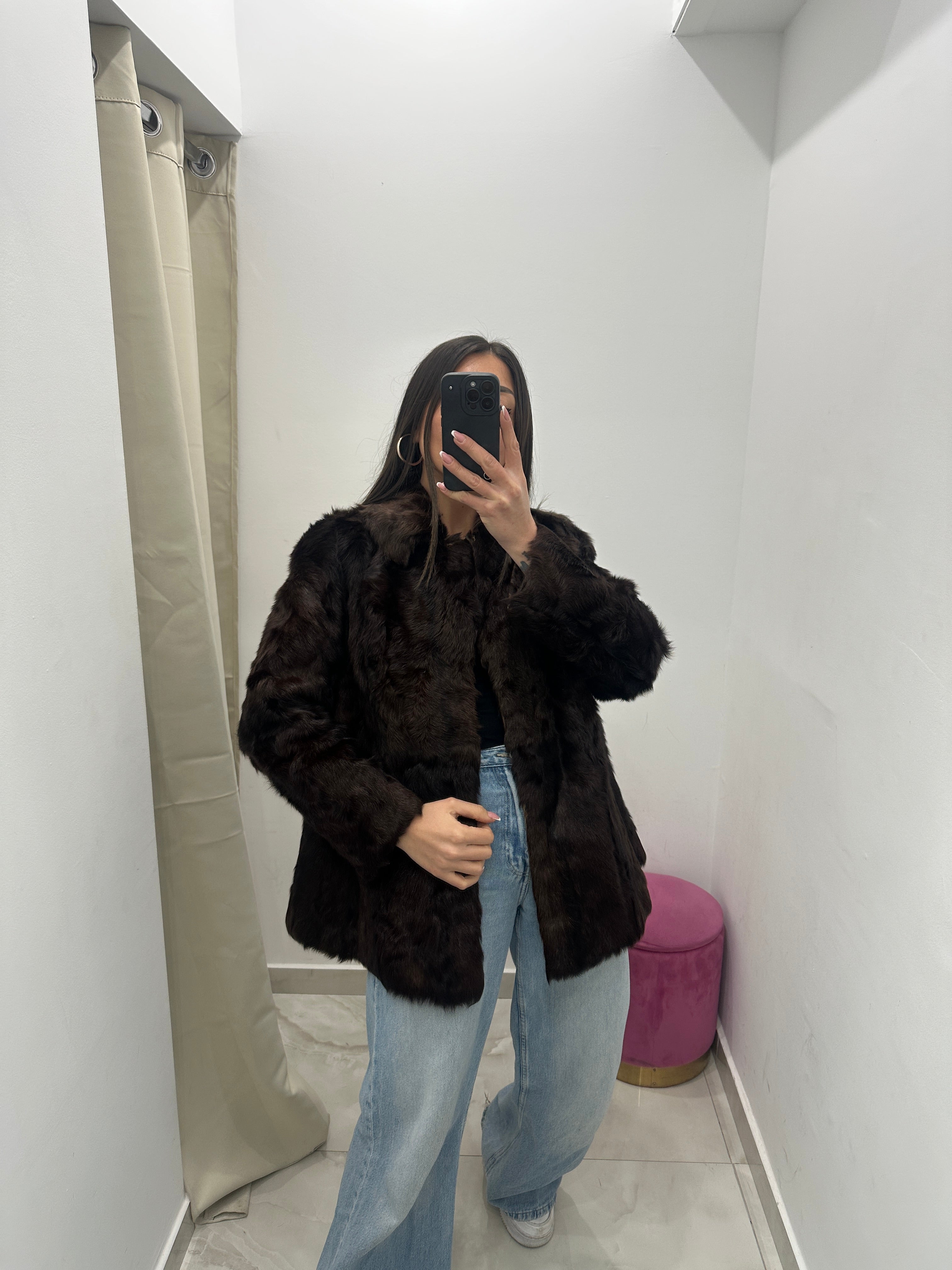Pelliccia vera vintage in promo marrone