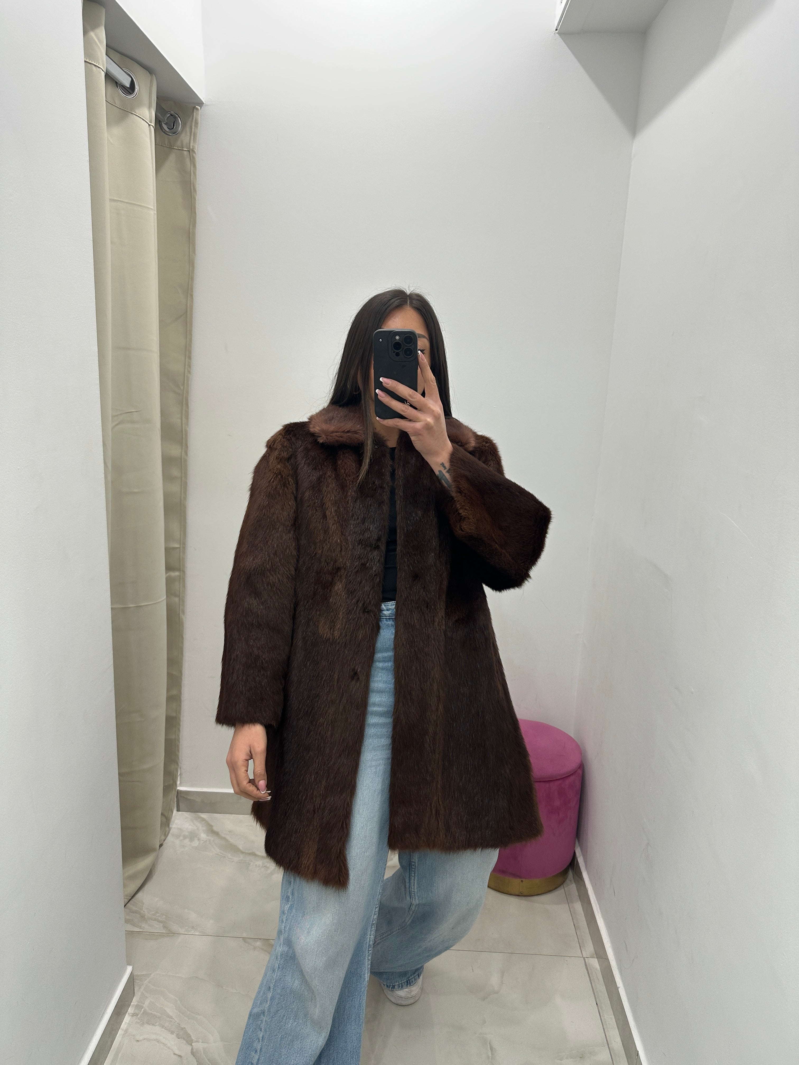 Pelliccia vera vintage marrone