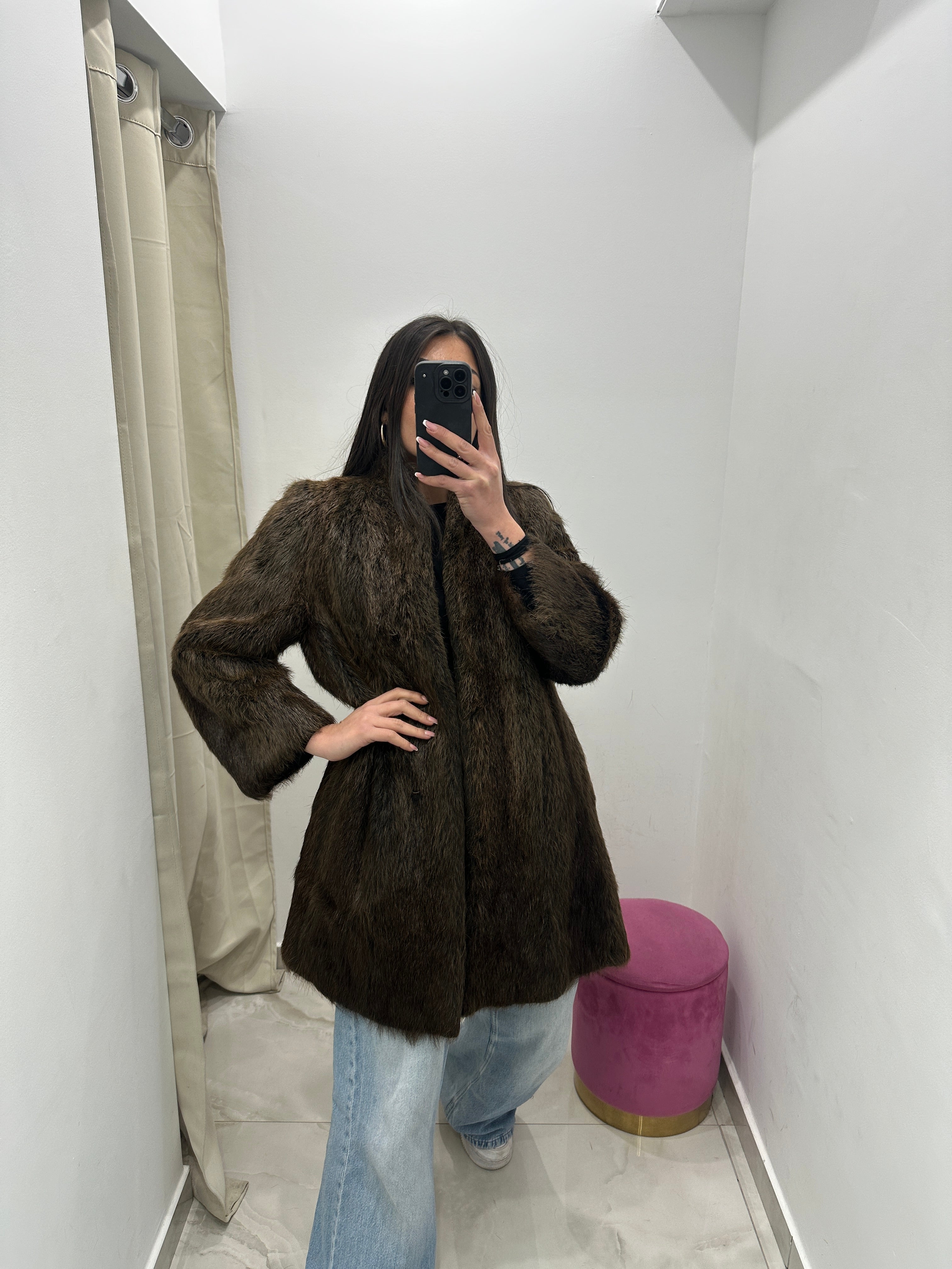 Pelliccia vera vintage marrone