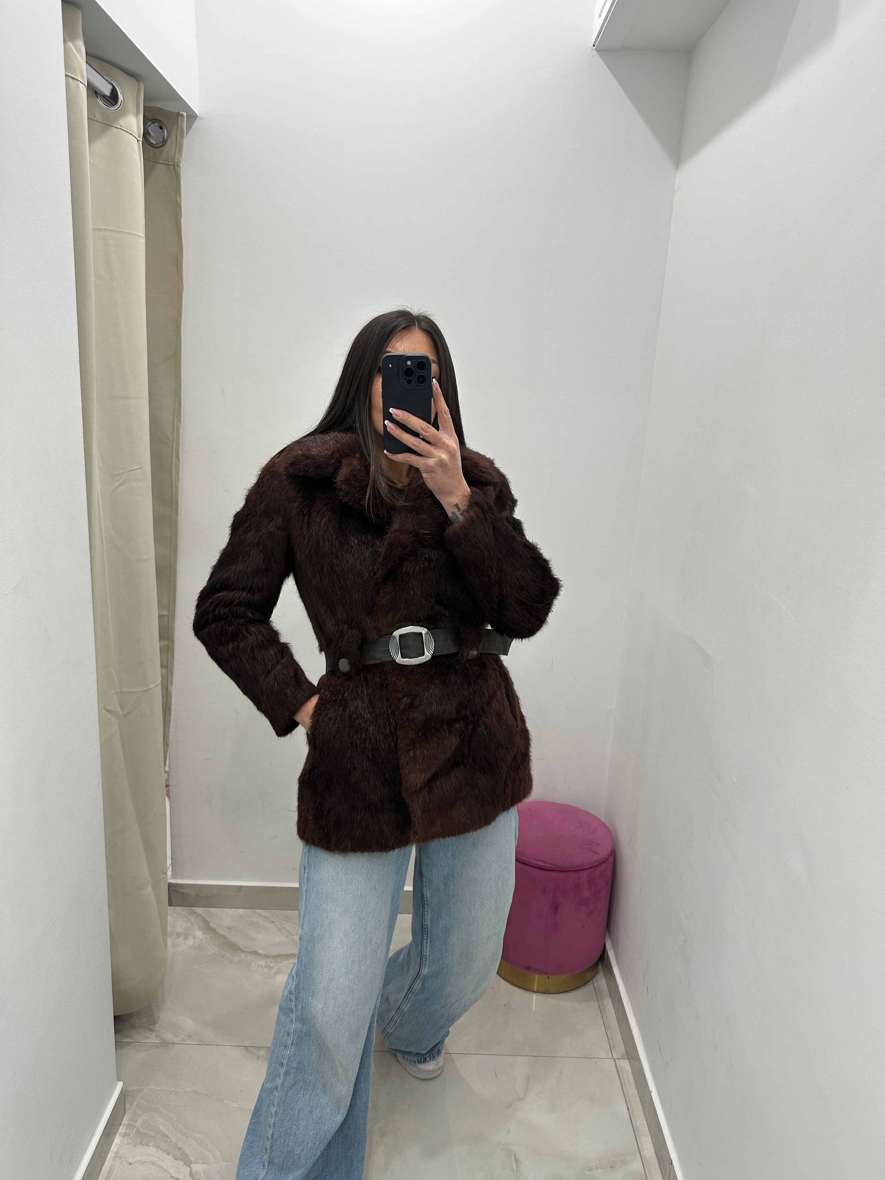 Pelliccia vera vintage marrone