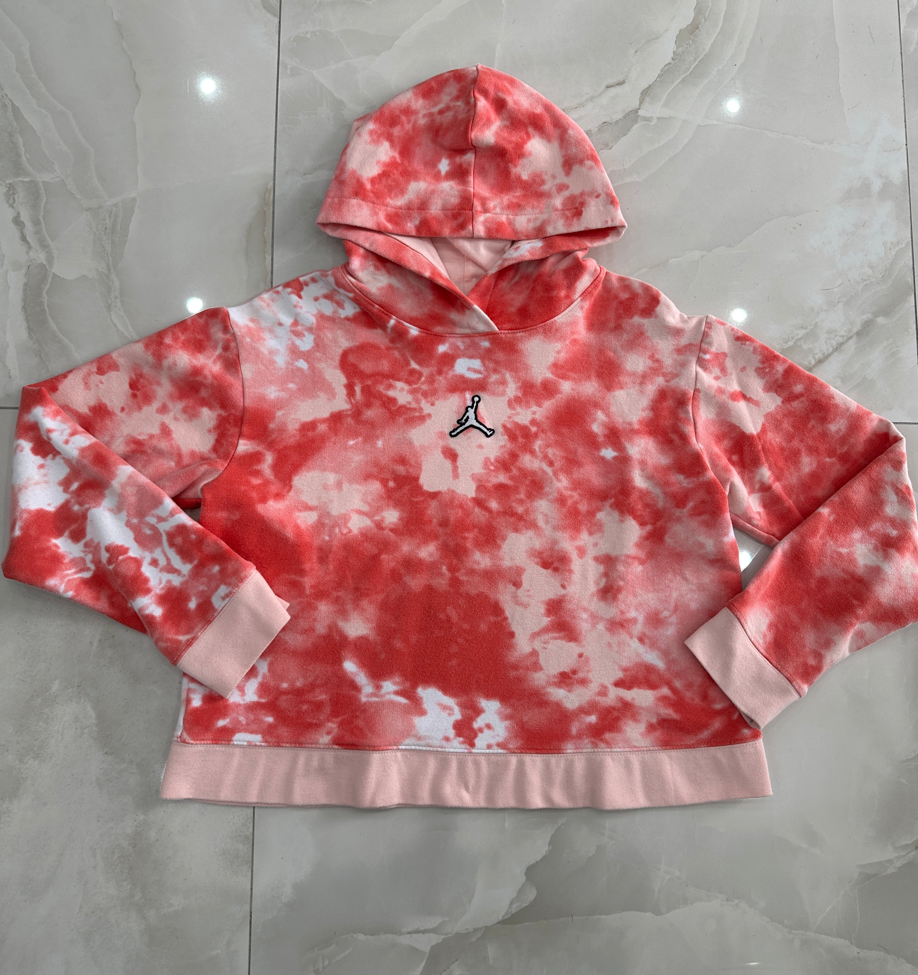 Felpa vintage crop bicolor con cappuccio