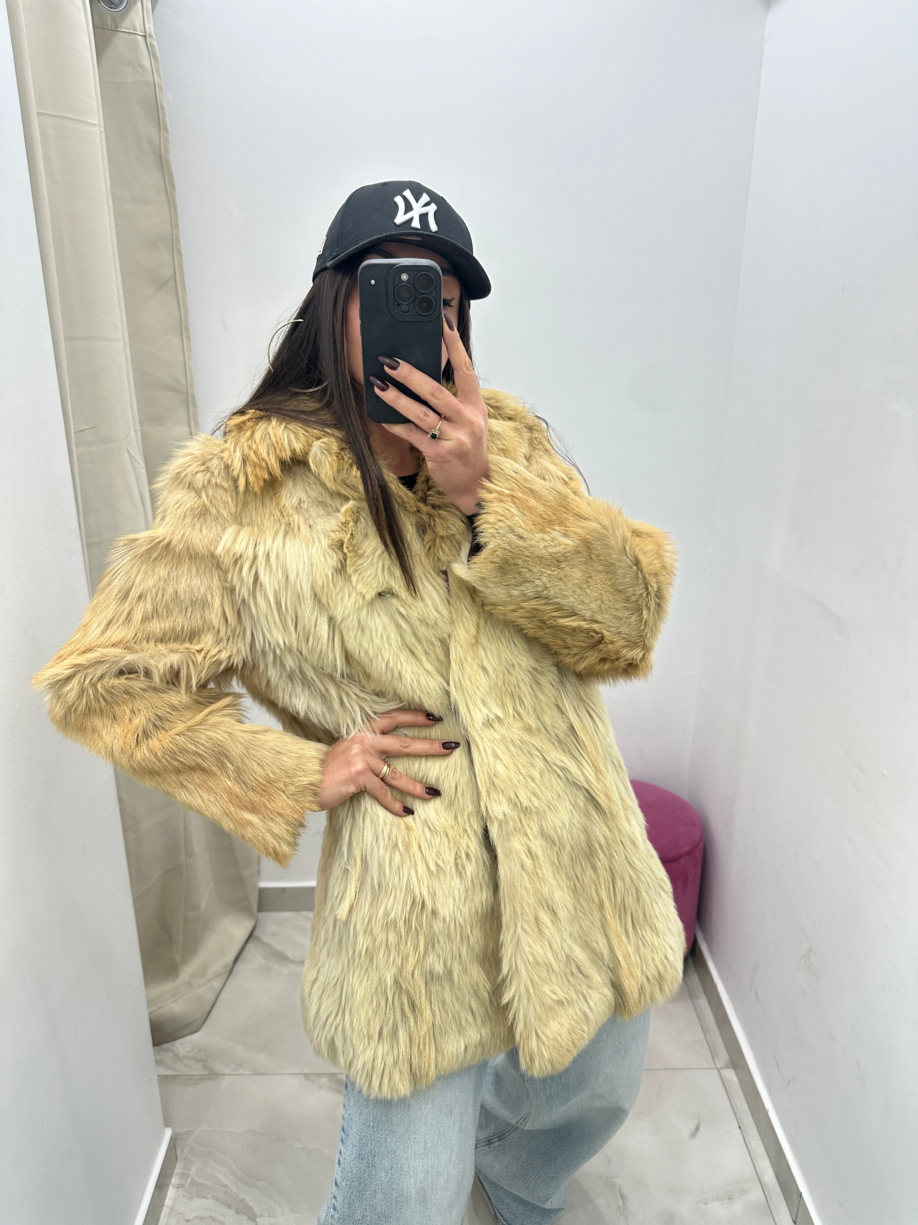 Pelliccia vera vintage beige