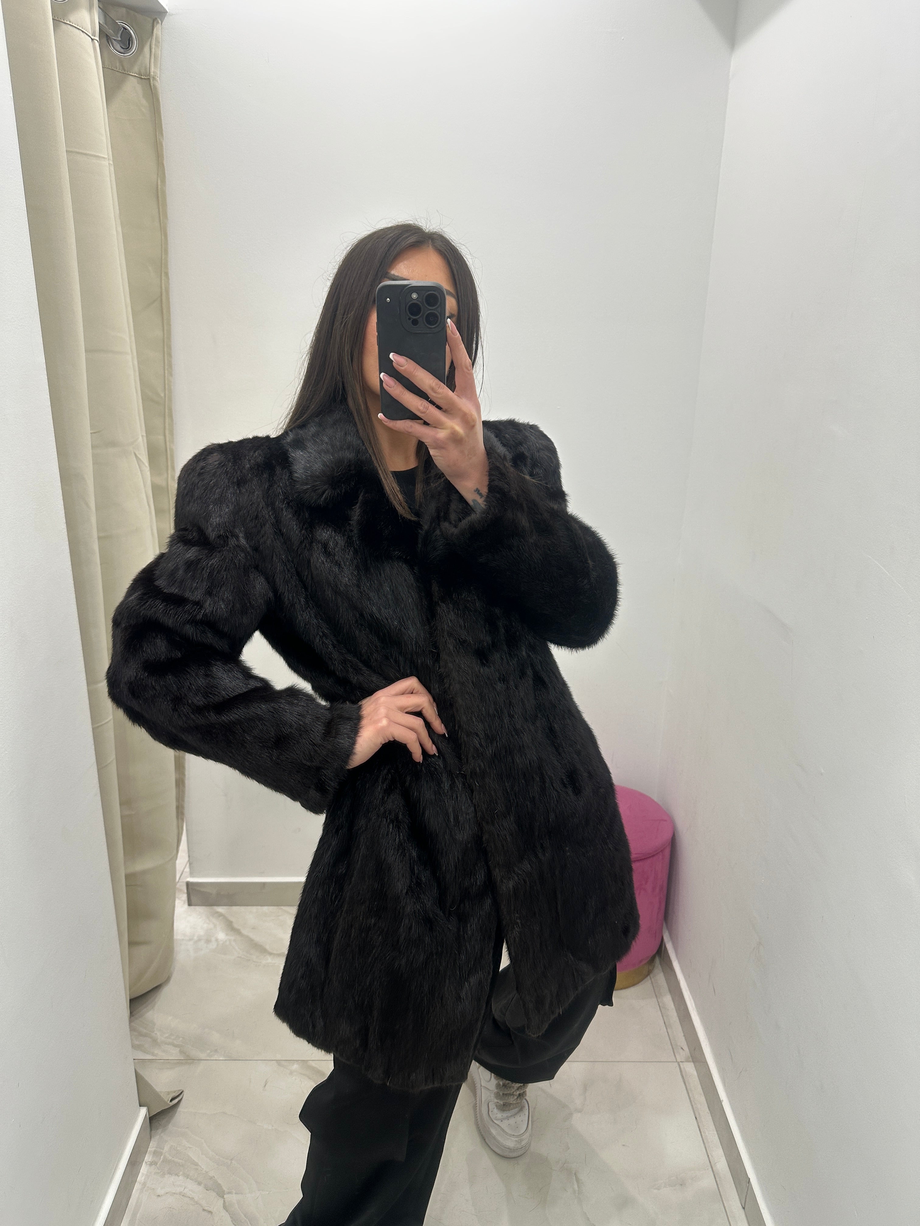 Pelliccia vera vintage visone nero