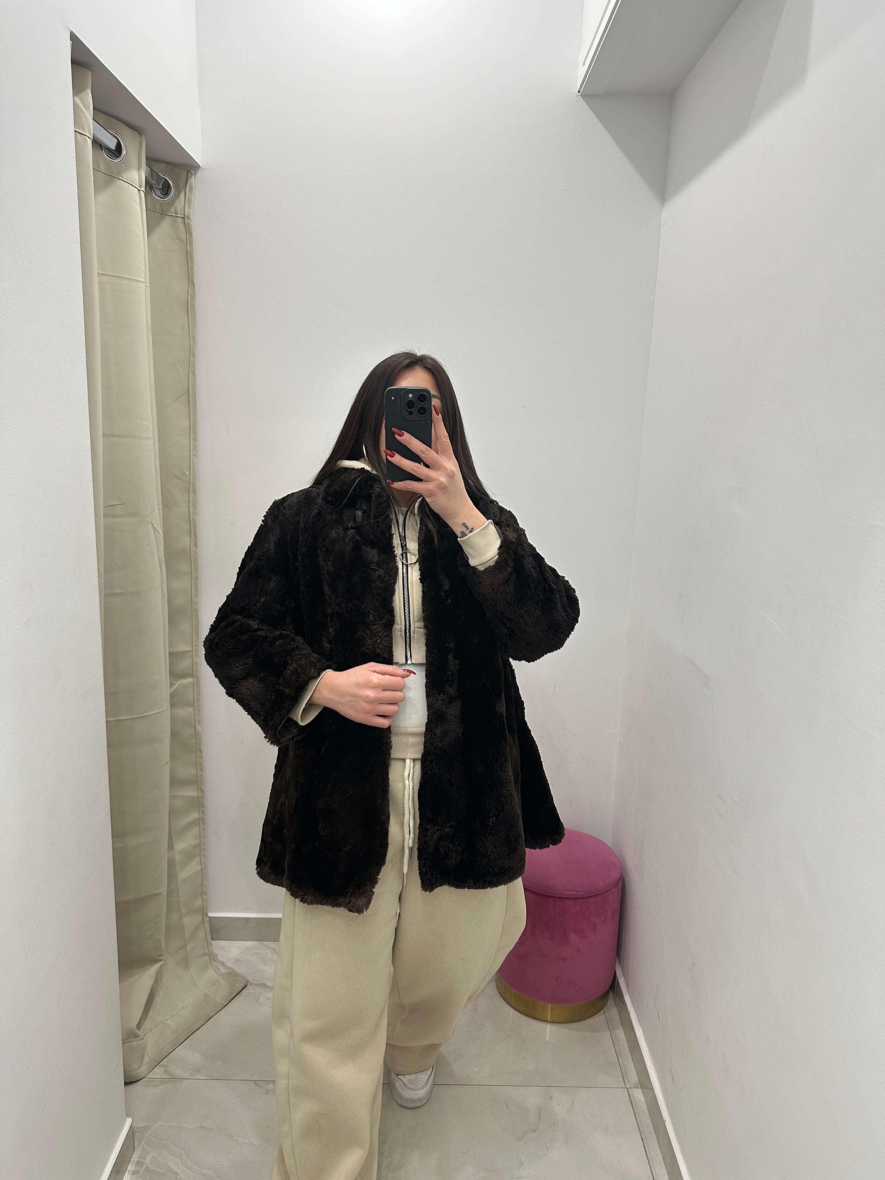 Pelliccia vera vintage marrone scuro