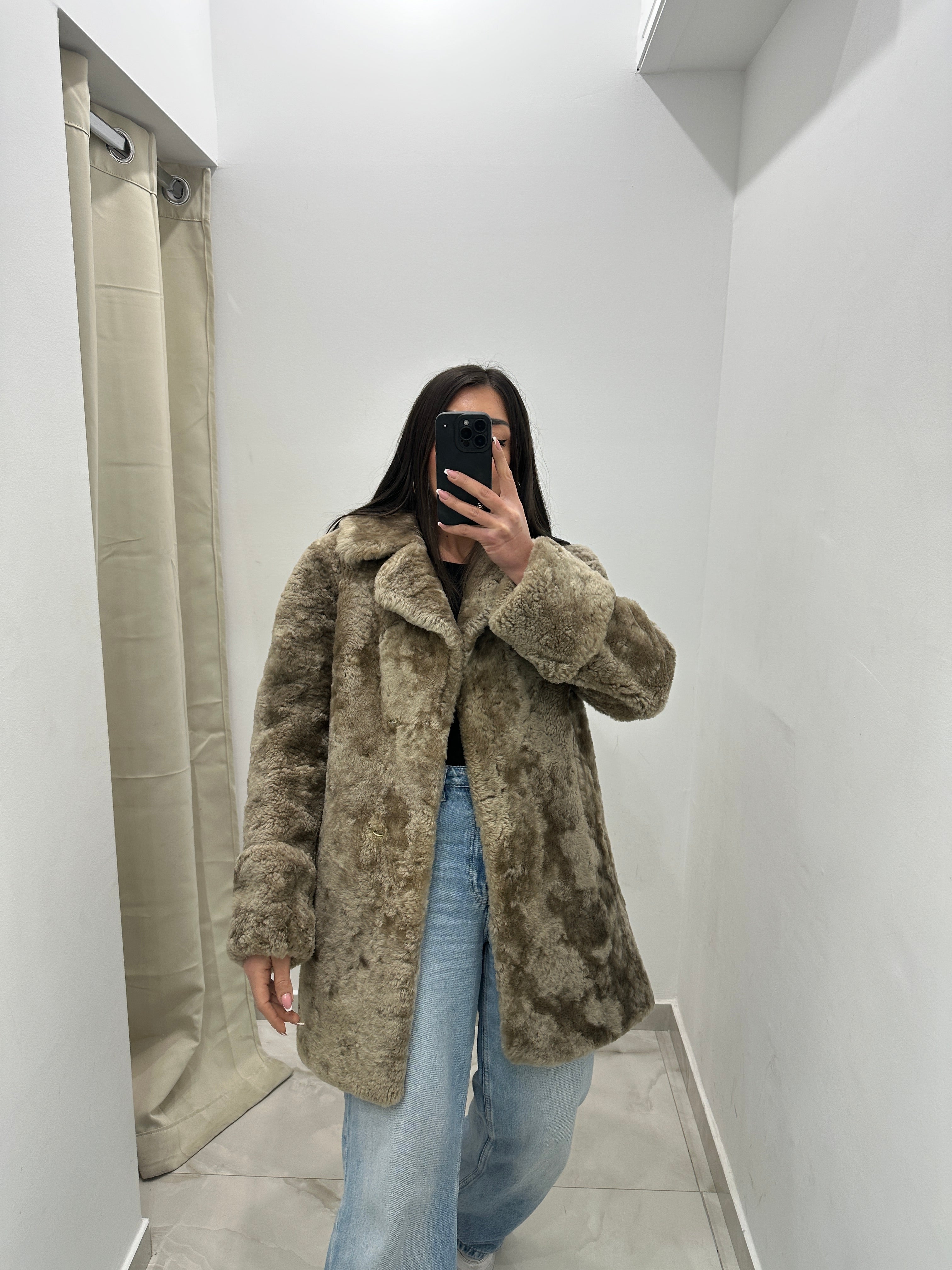 Pelliccia vera vintage fango gold