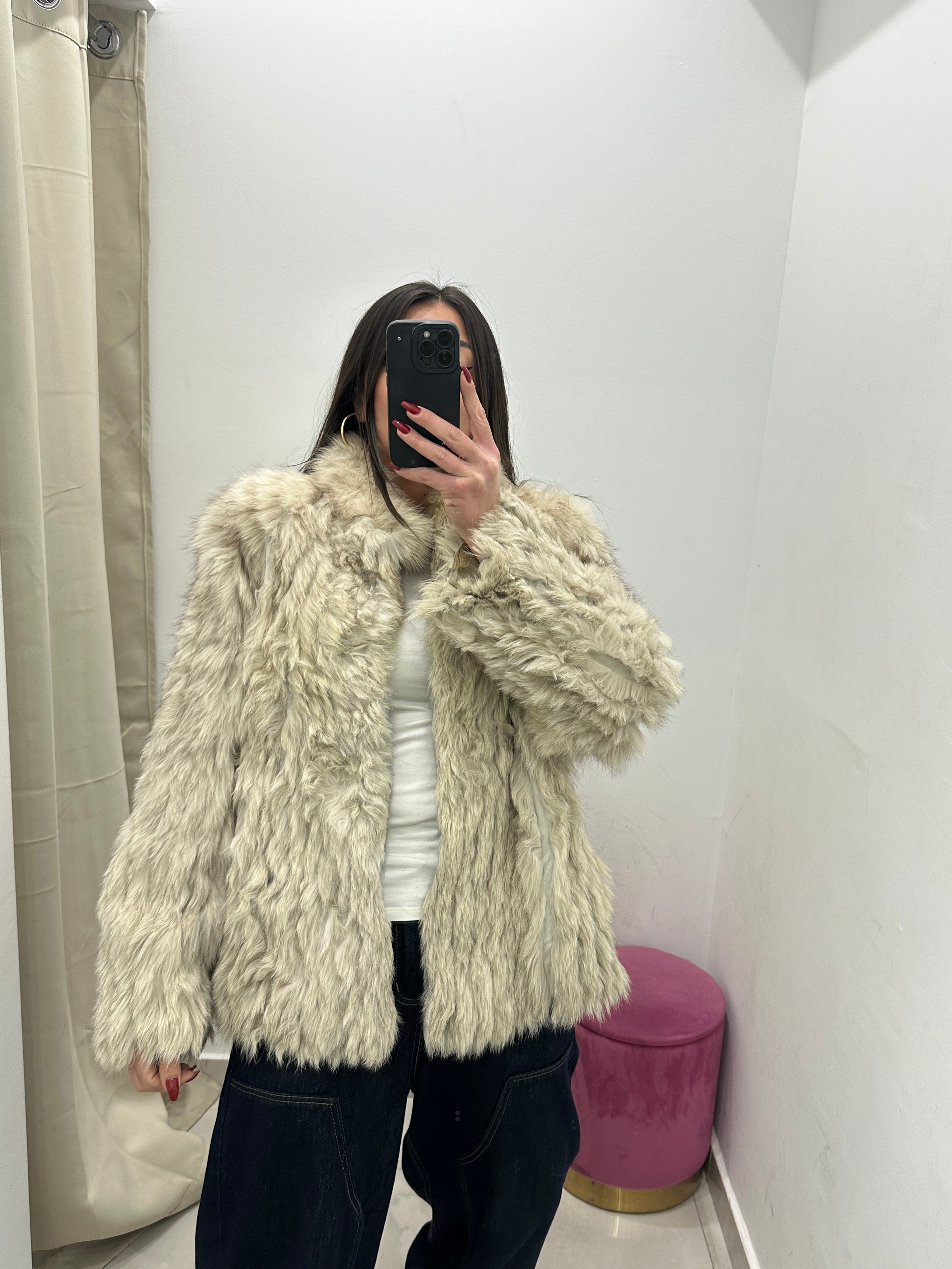Pelliccia vera vintage bianca