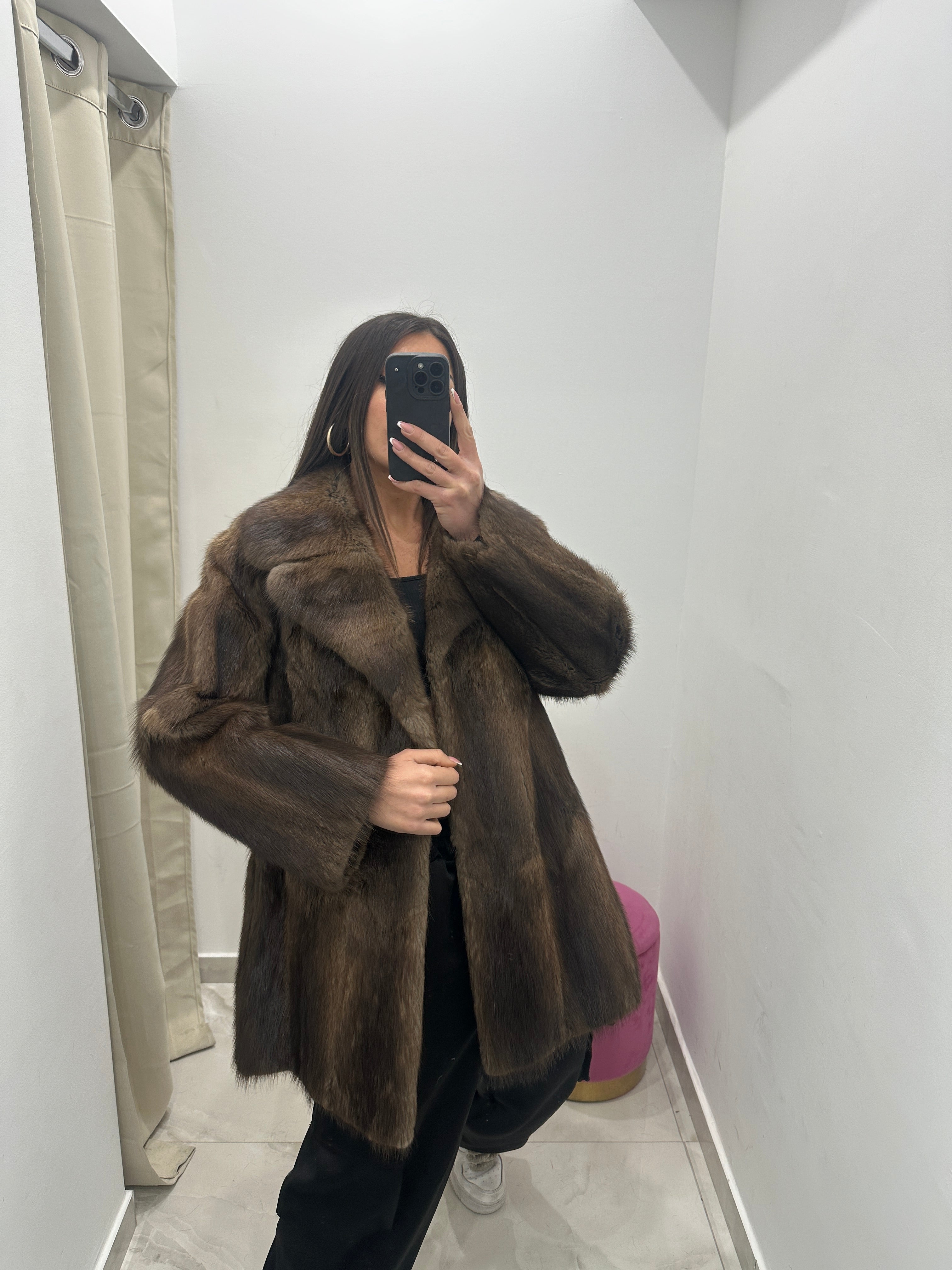 Pelliccia vera vintage marrone