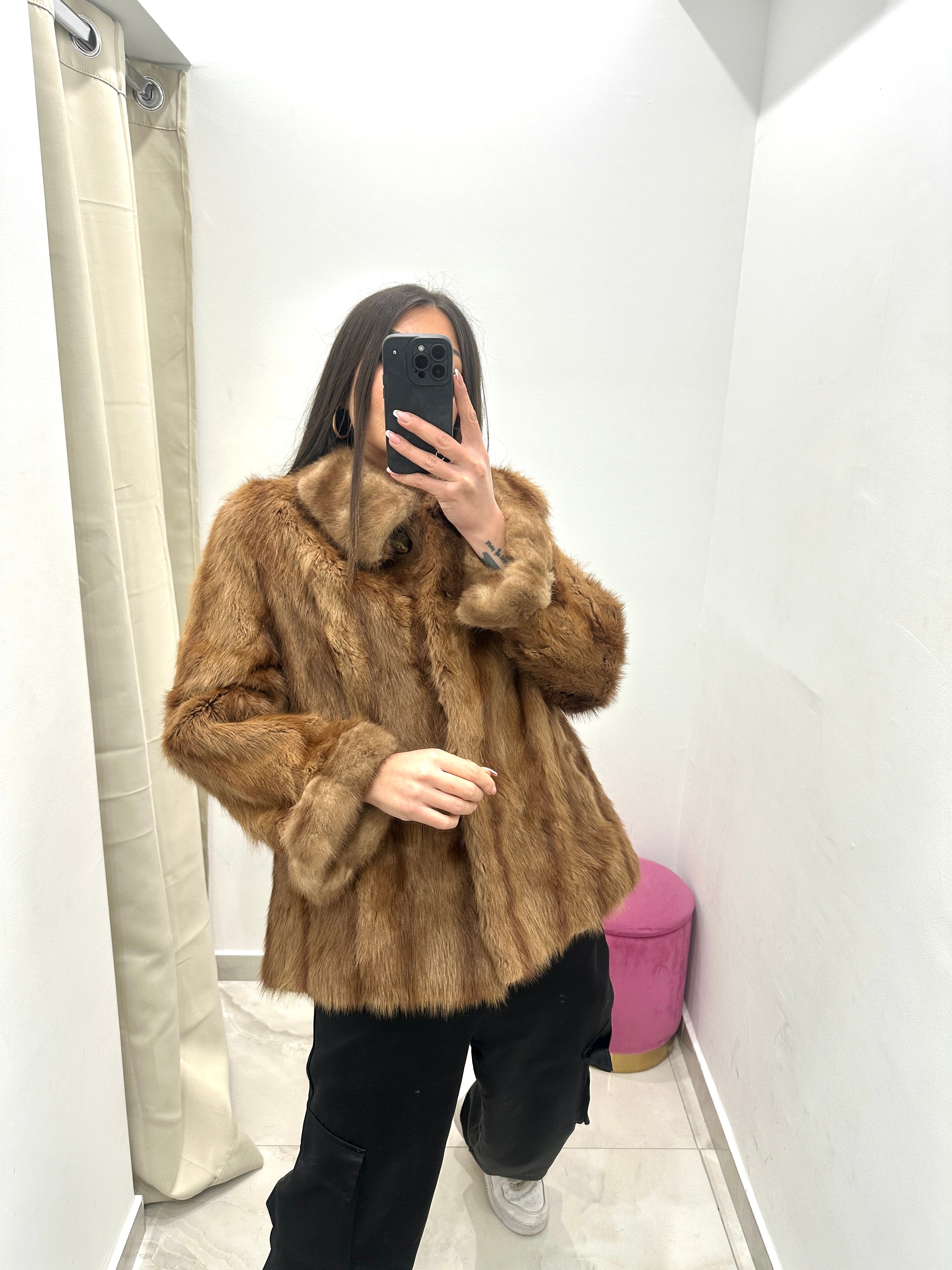 Pelliccia vera vintage miele