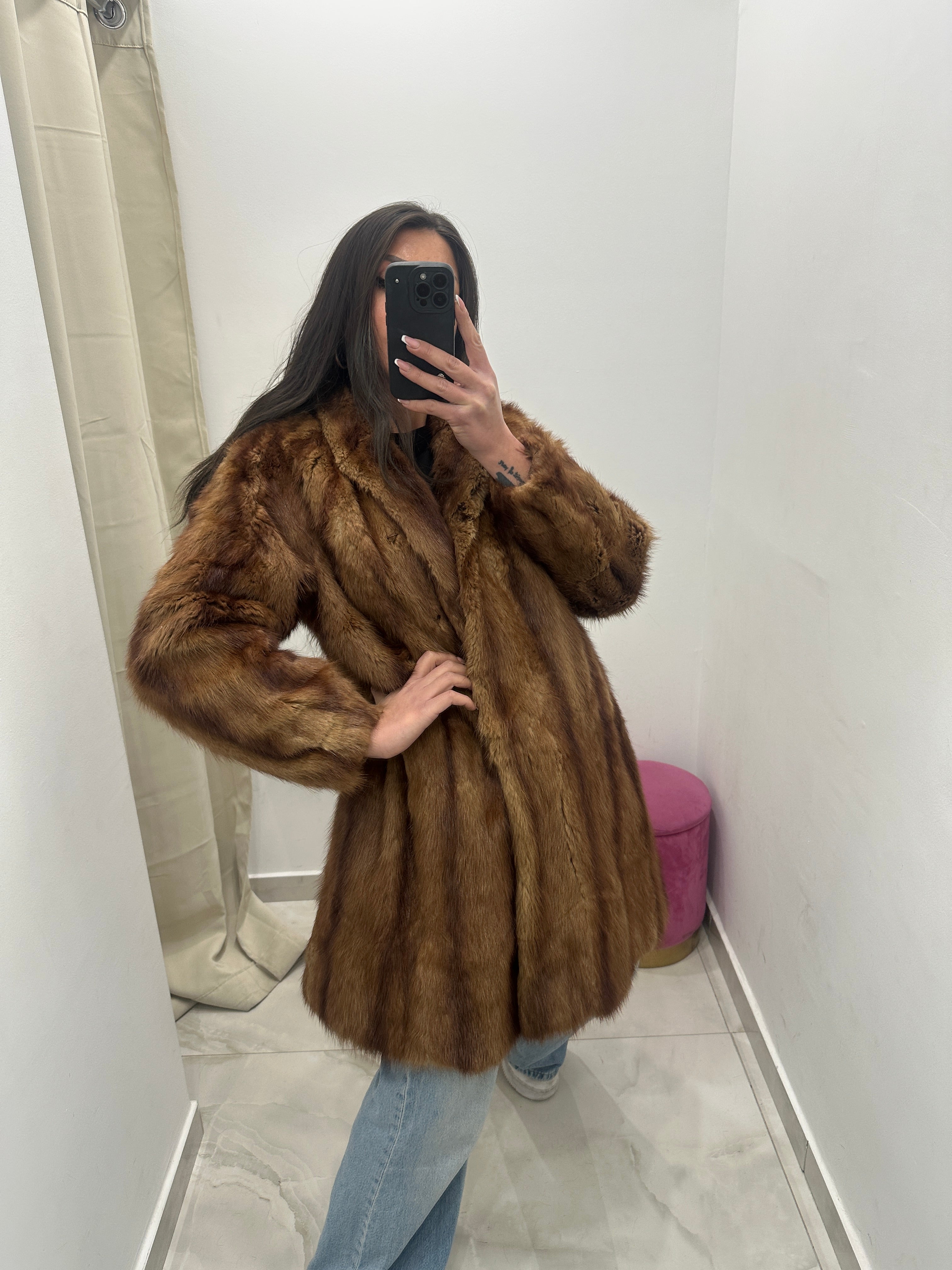 Pelliccia vera vintage miele