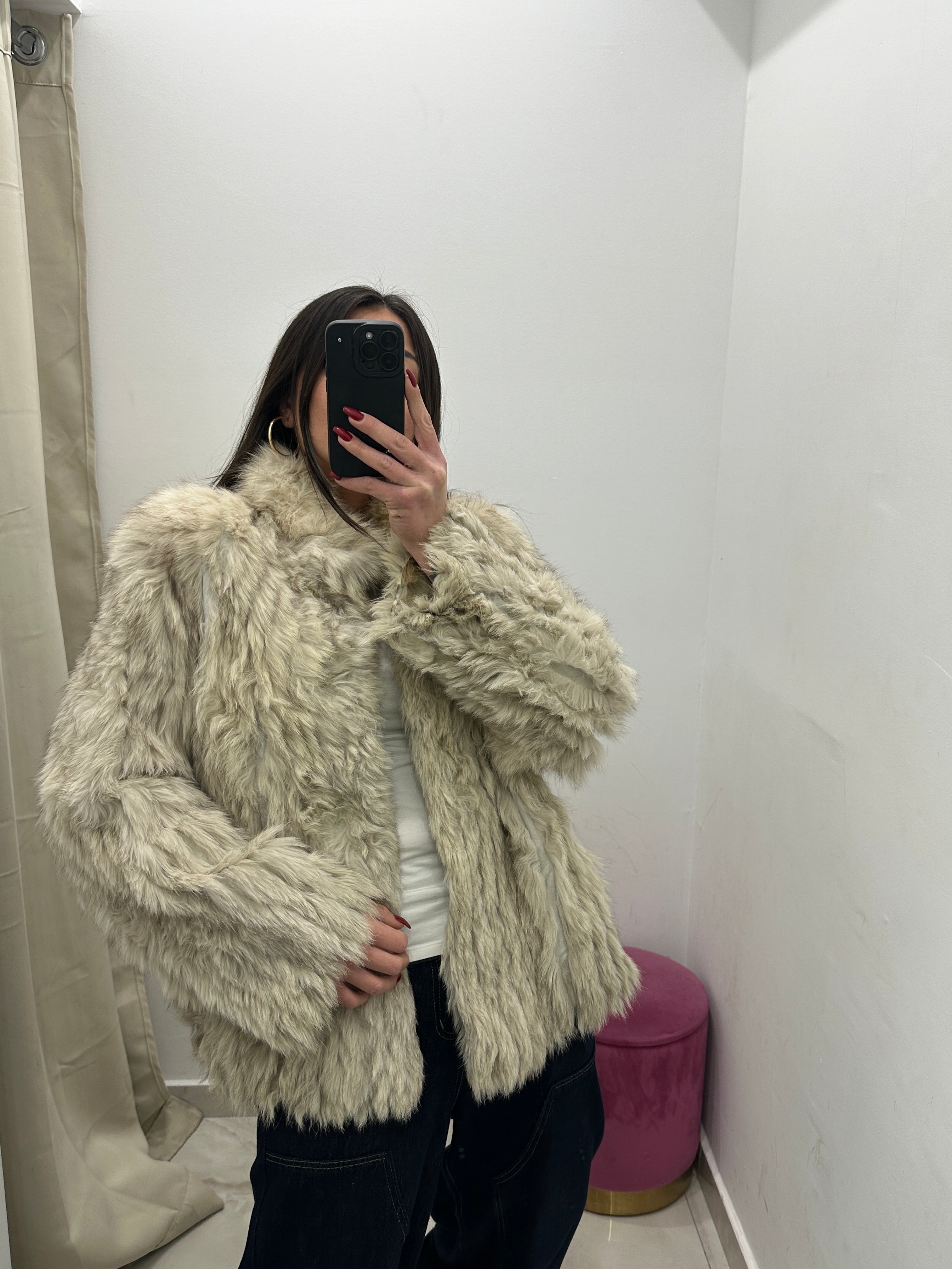 Pelliccia vera vintage bianca
