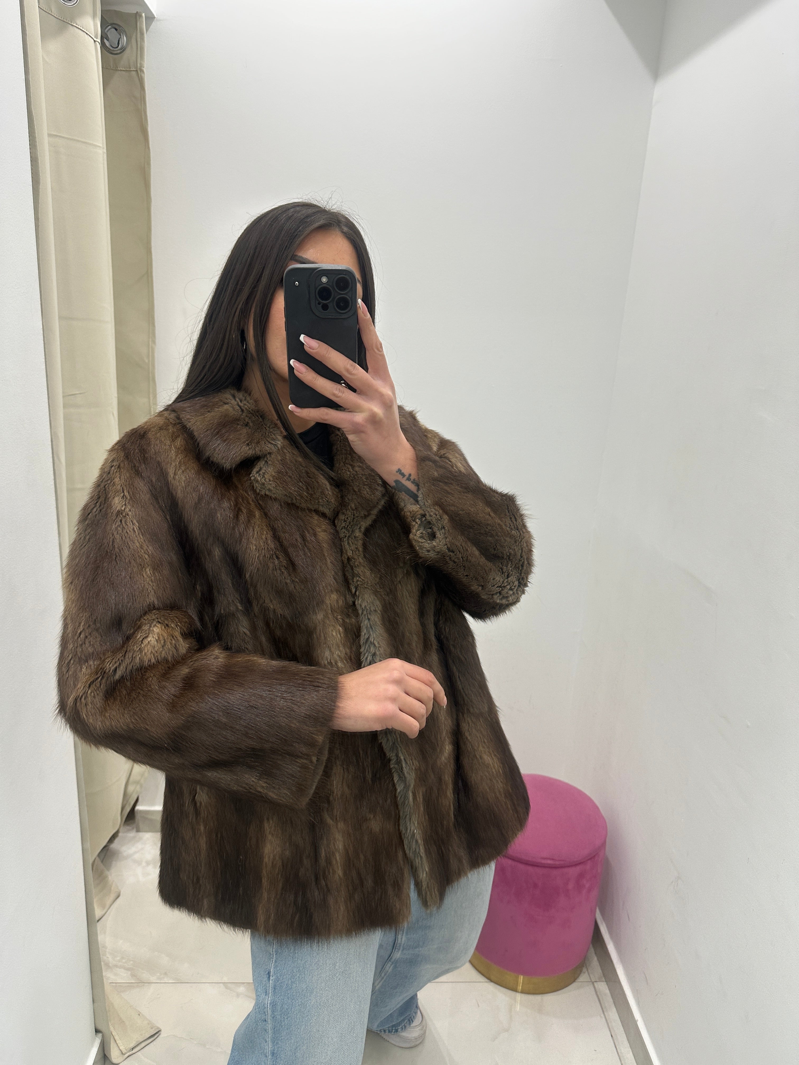 Pelliccia vera vintage marrone