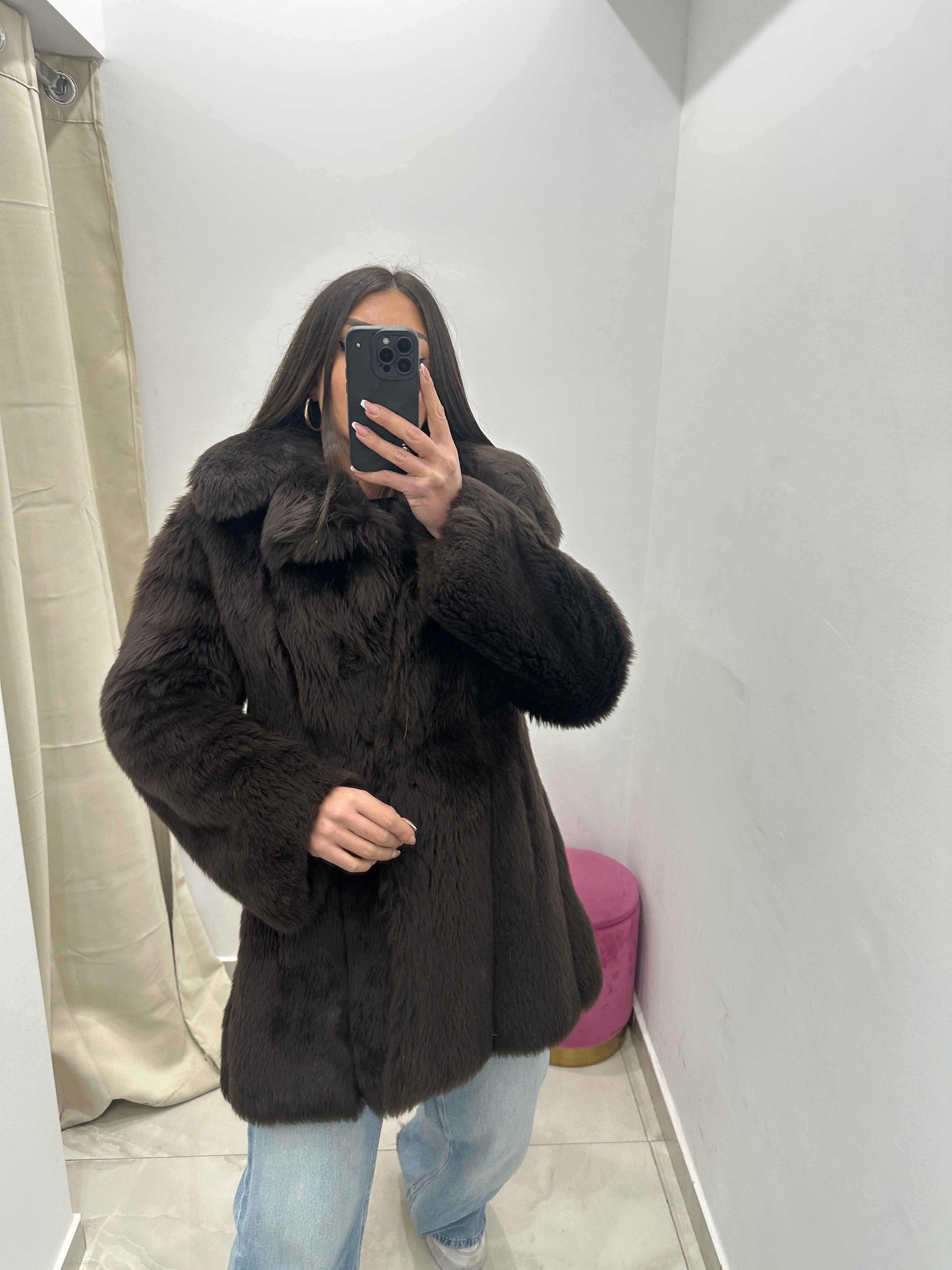 Pelliccia vera vintage marrone scuro