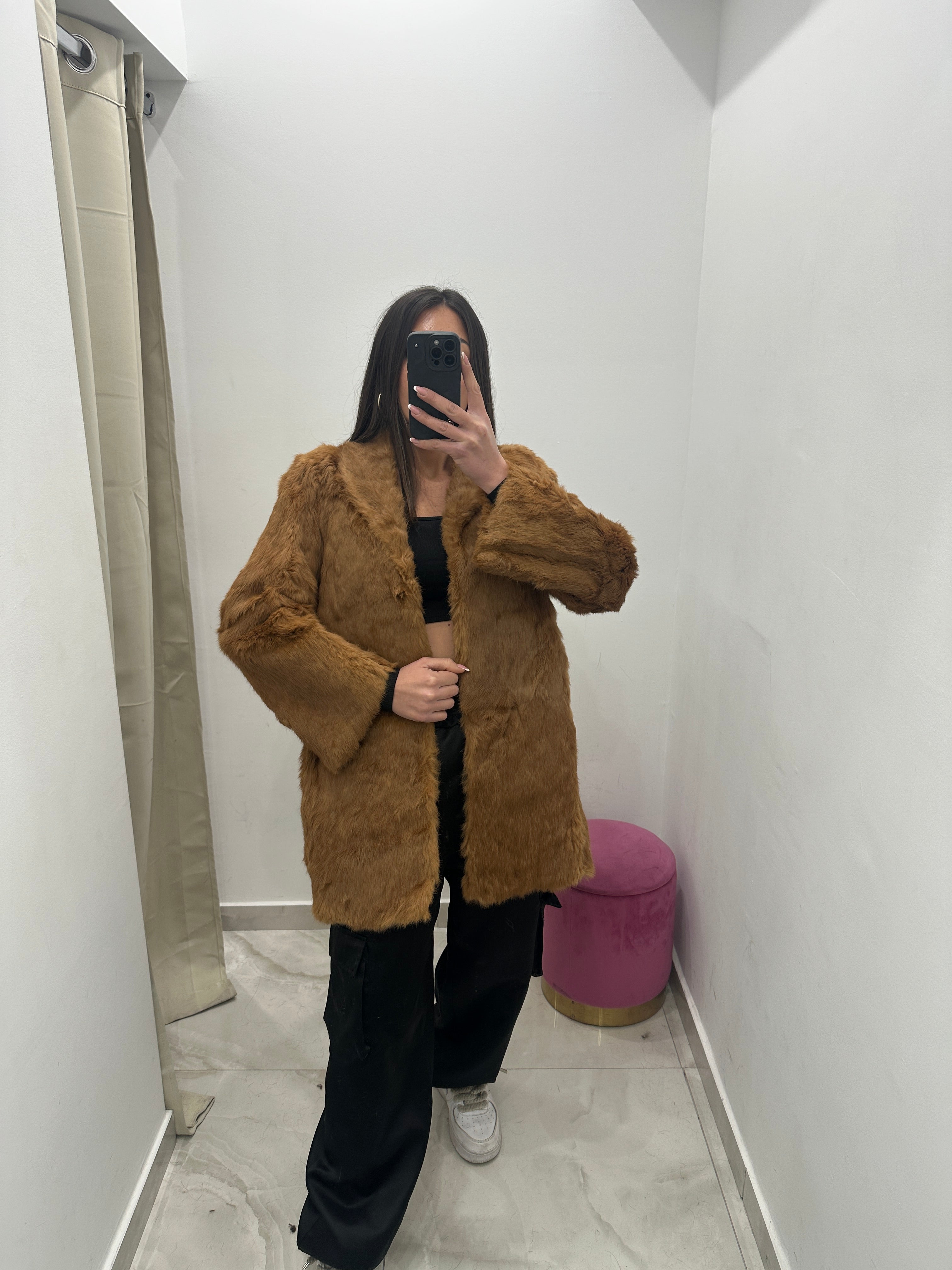 Pelliccia vera vintage miele