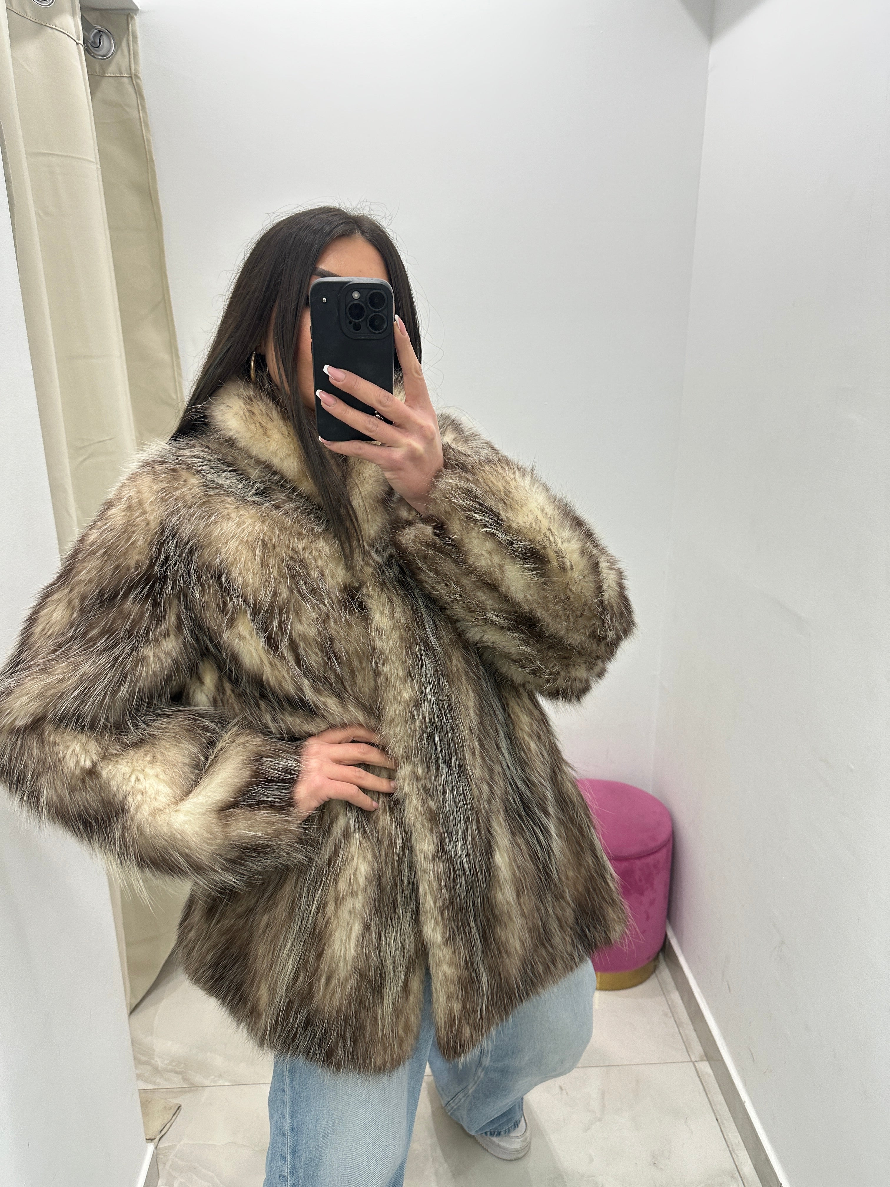 Pelliccia vera vintage bicolor