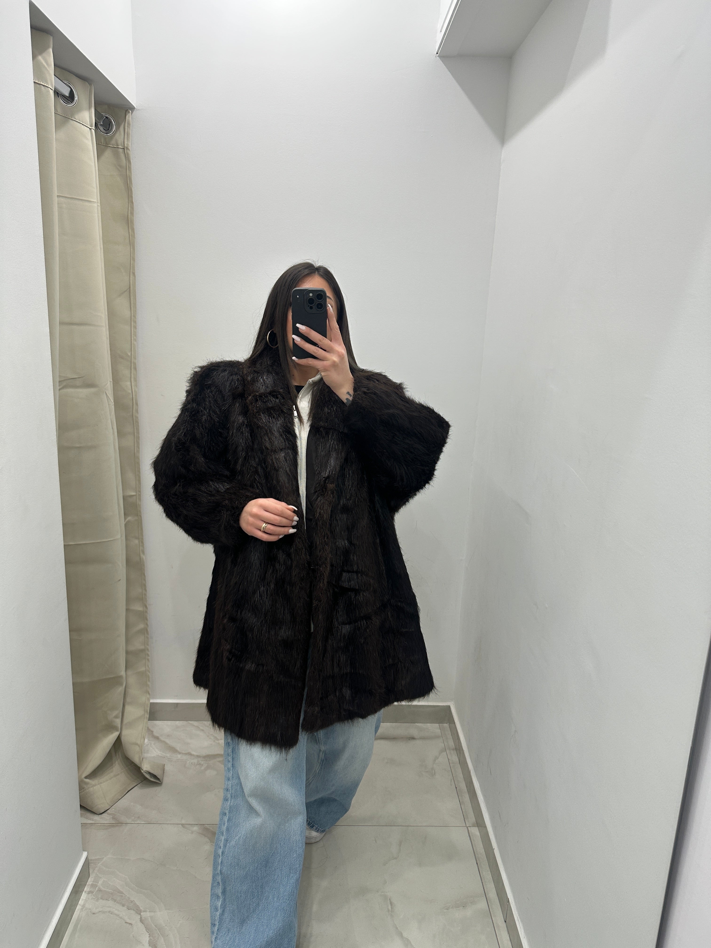 Pelliccia vera vintage marrone scuro