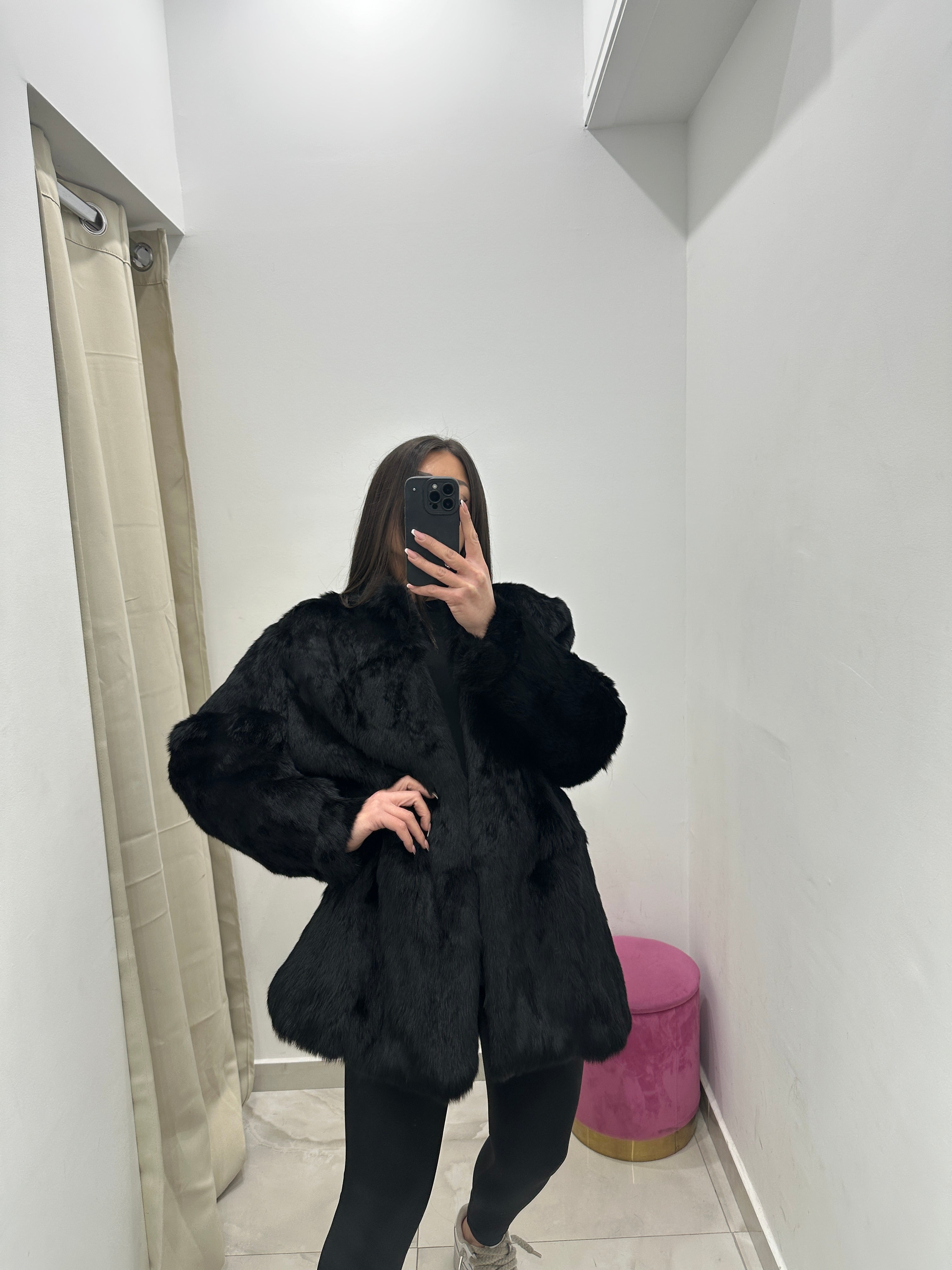 Pelliccia vera vintage nera