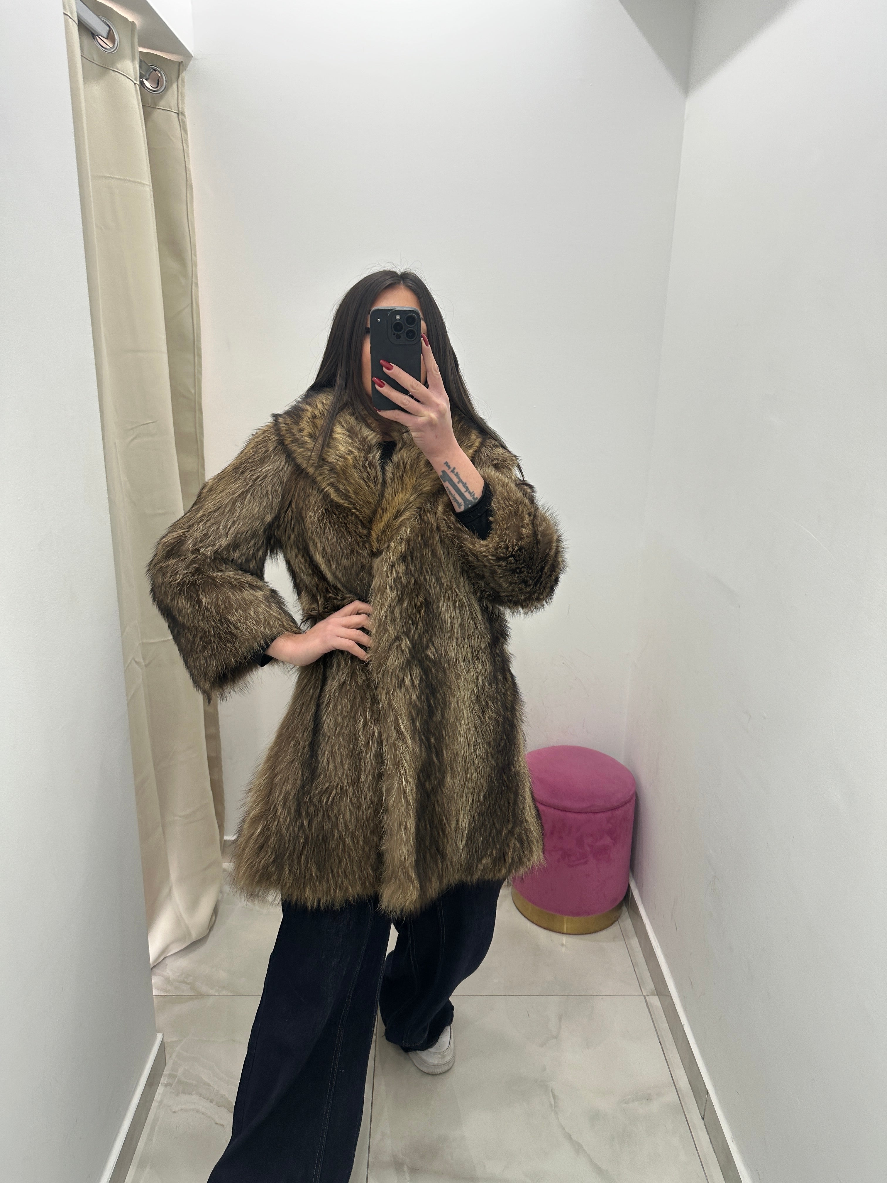 Pelliccia vera vintage di marmot