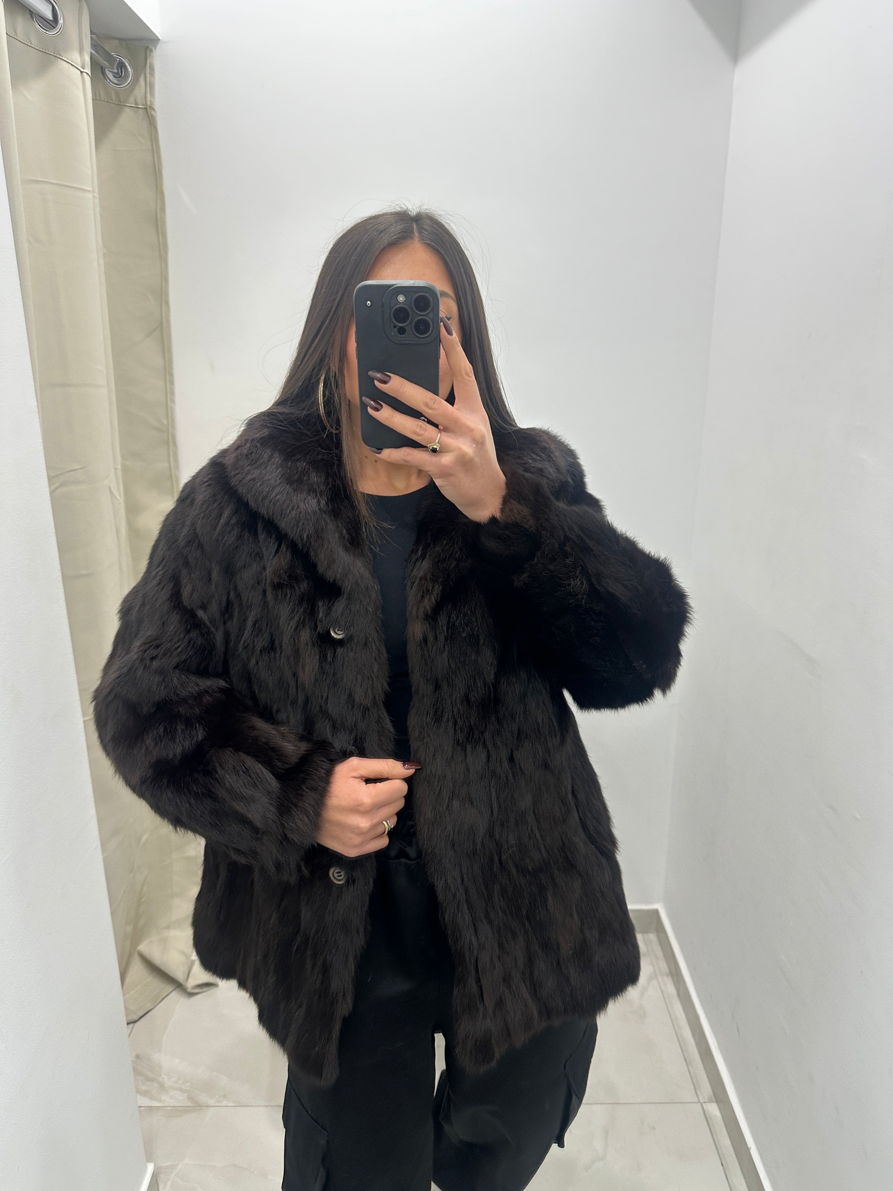 Pelliccia vera vintage marrone scuro