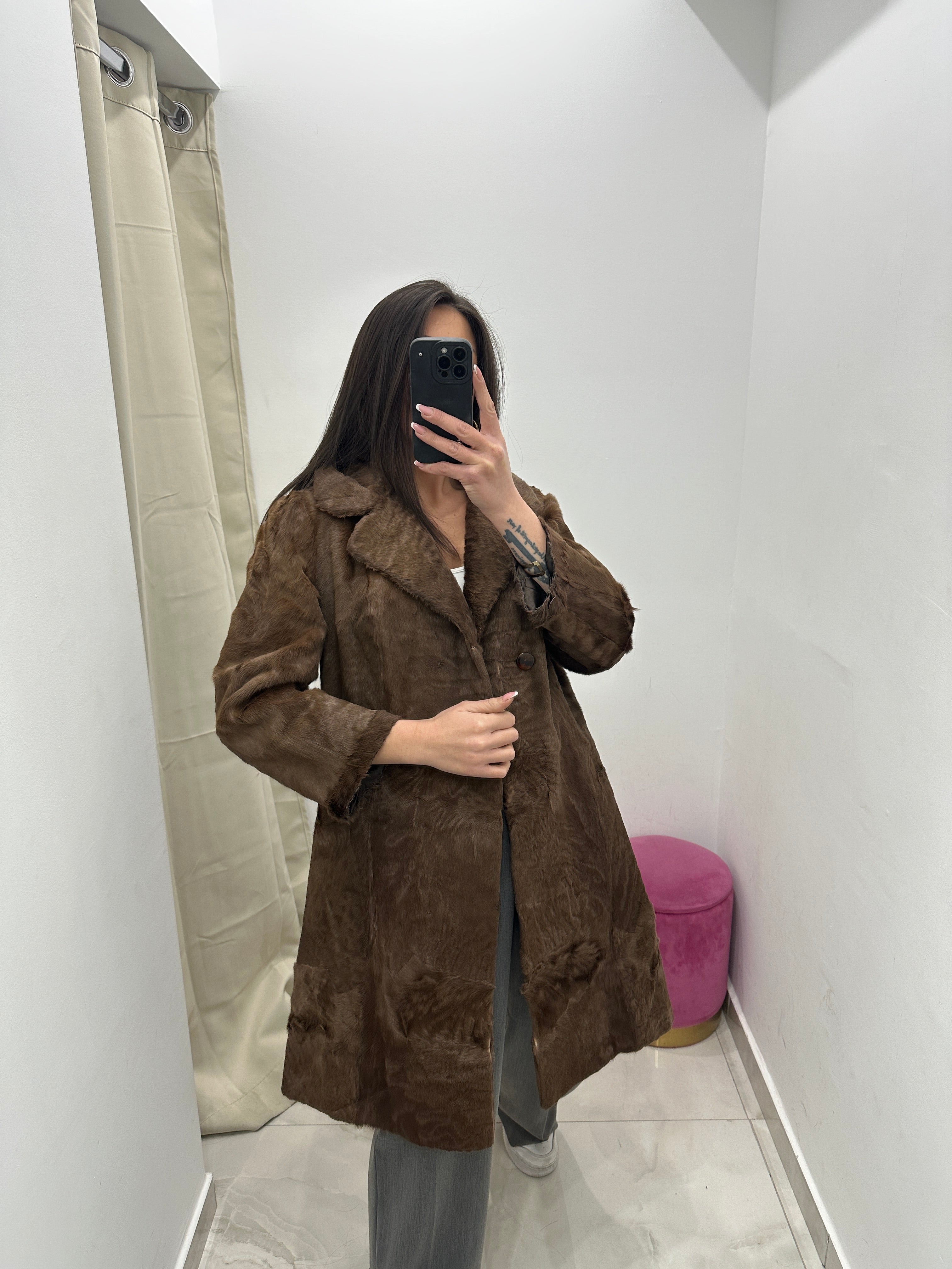 Pelliccia vera vintage in promo marrone