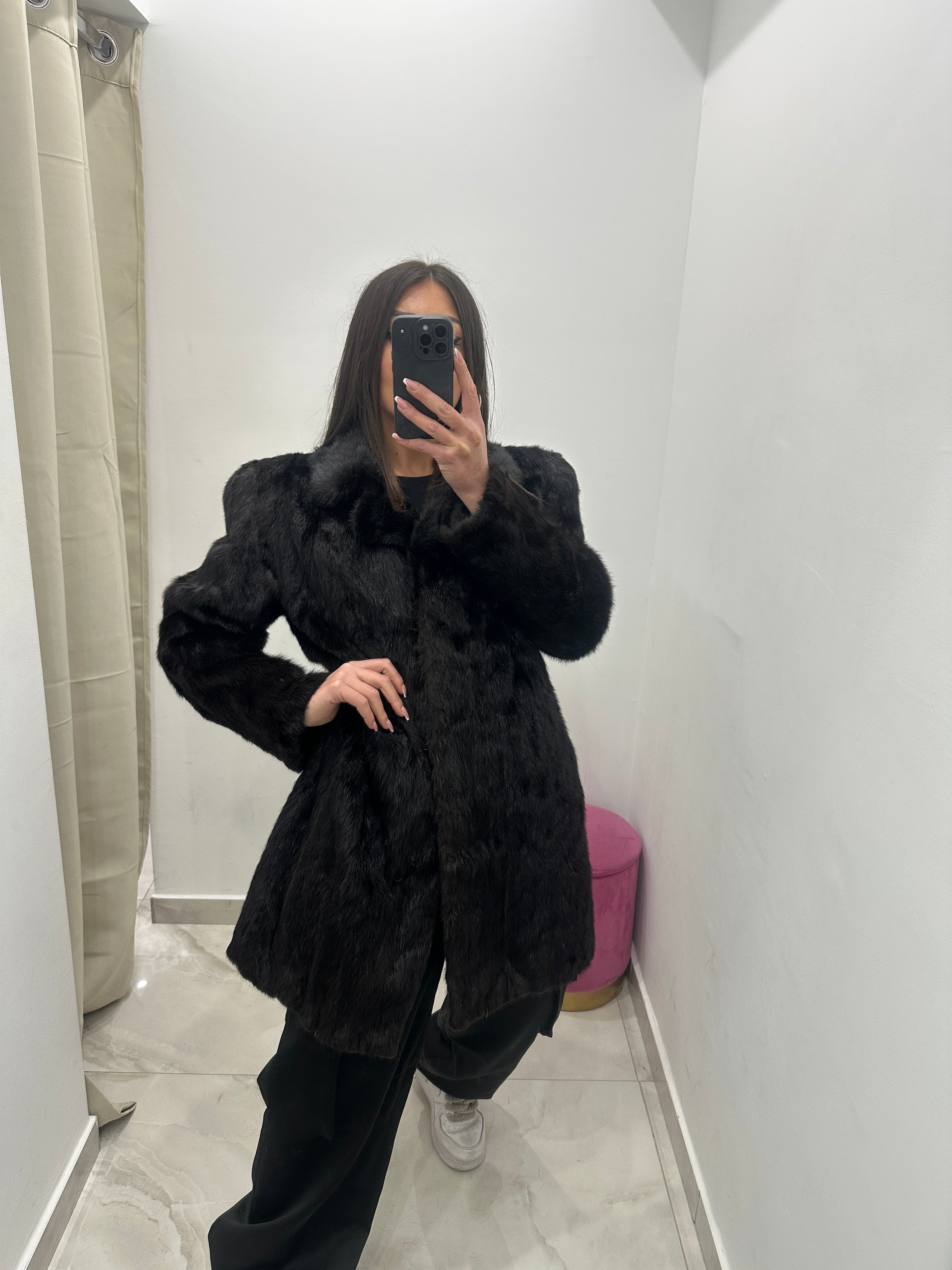 Pelliccia vera vintage visone nero