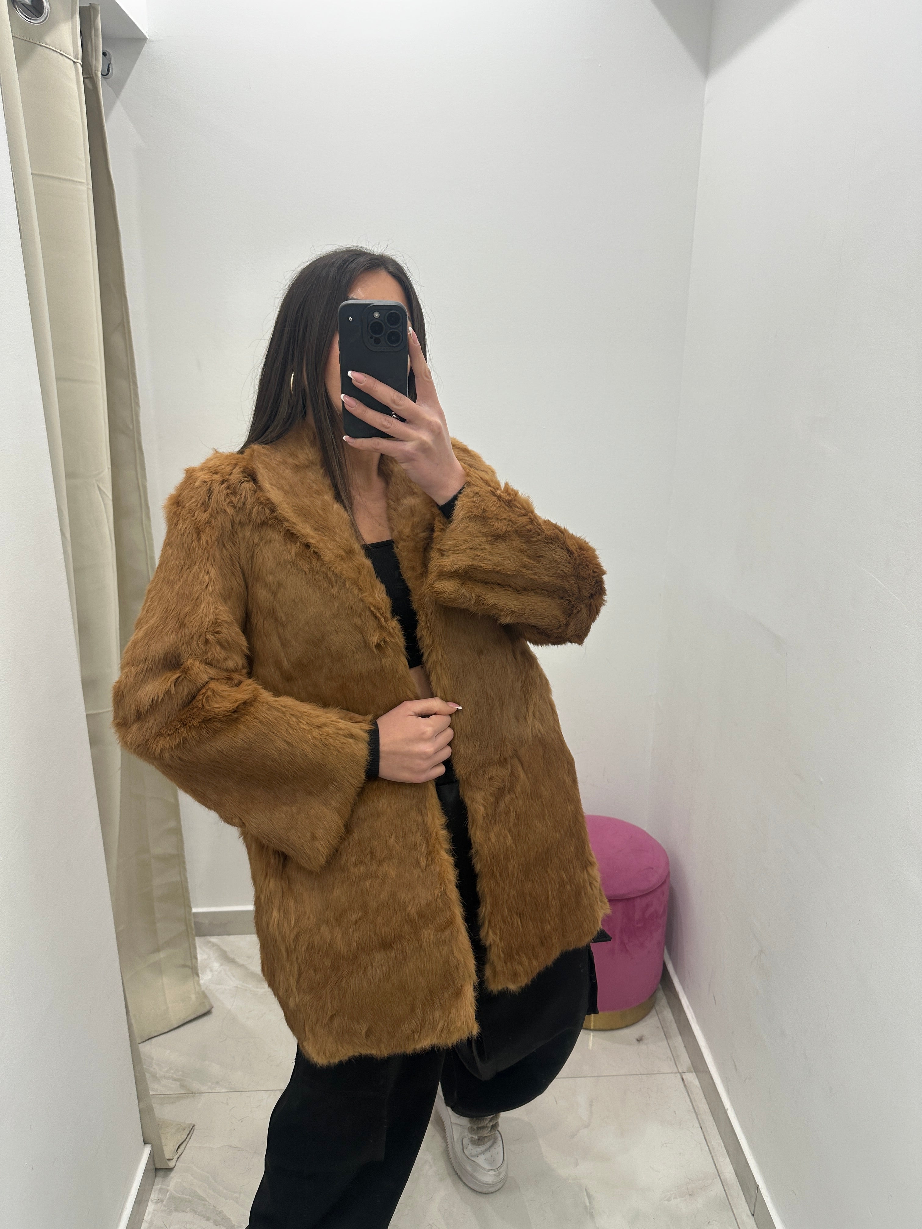 Pelliccia vera vintage miele