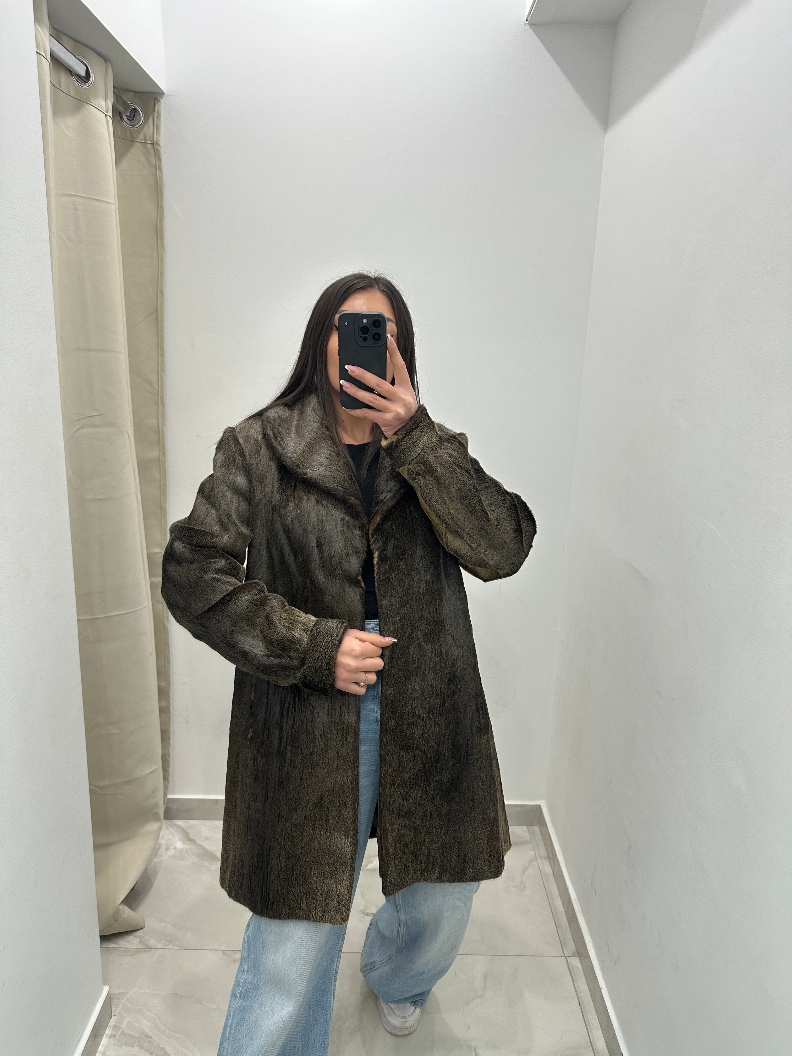 Pelliccia vera vintage marrone gold