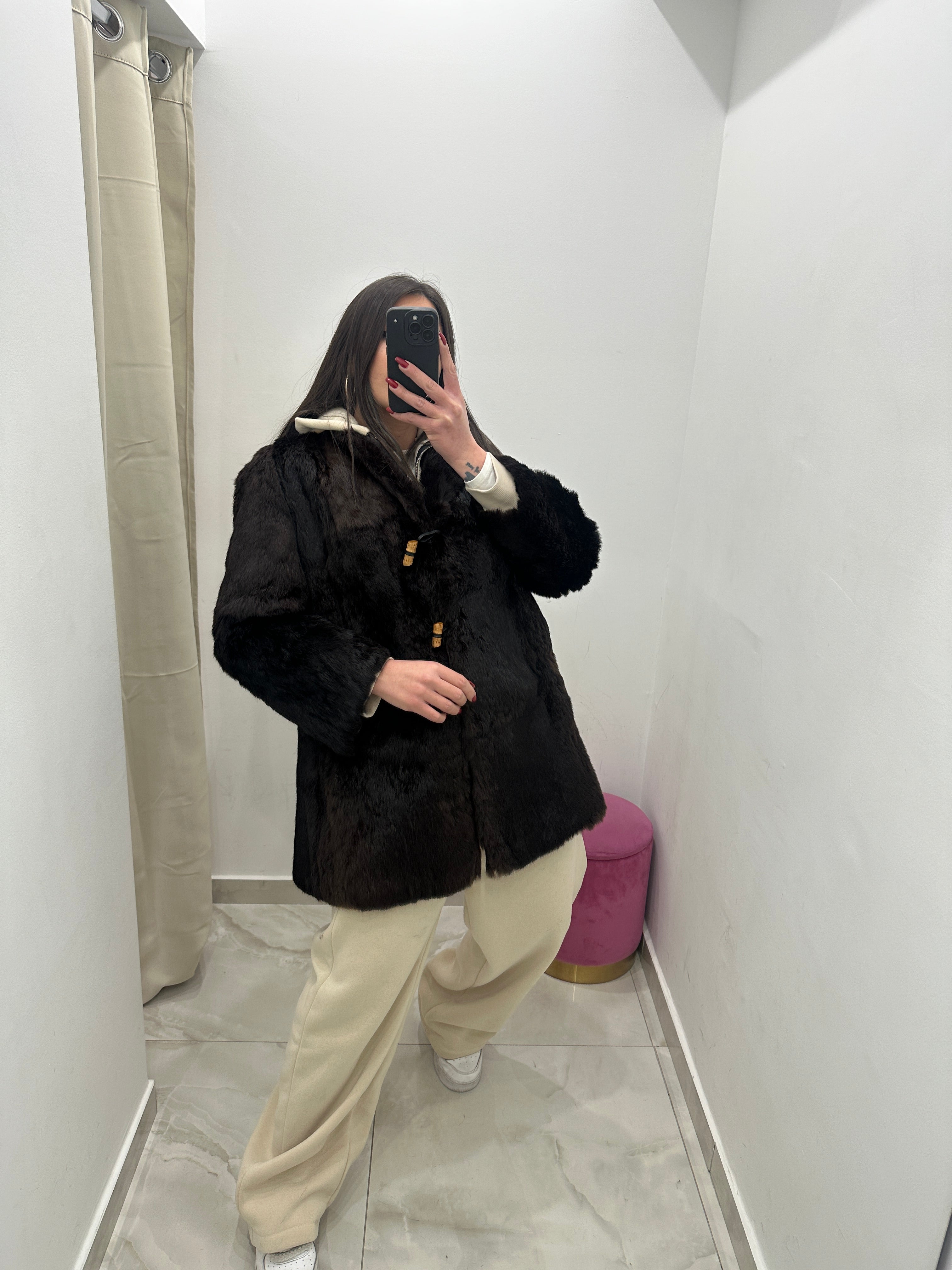 Pelliccia vera vintage marrone