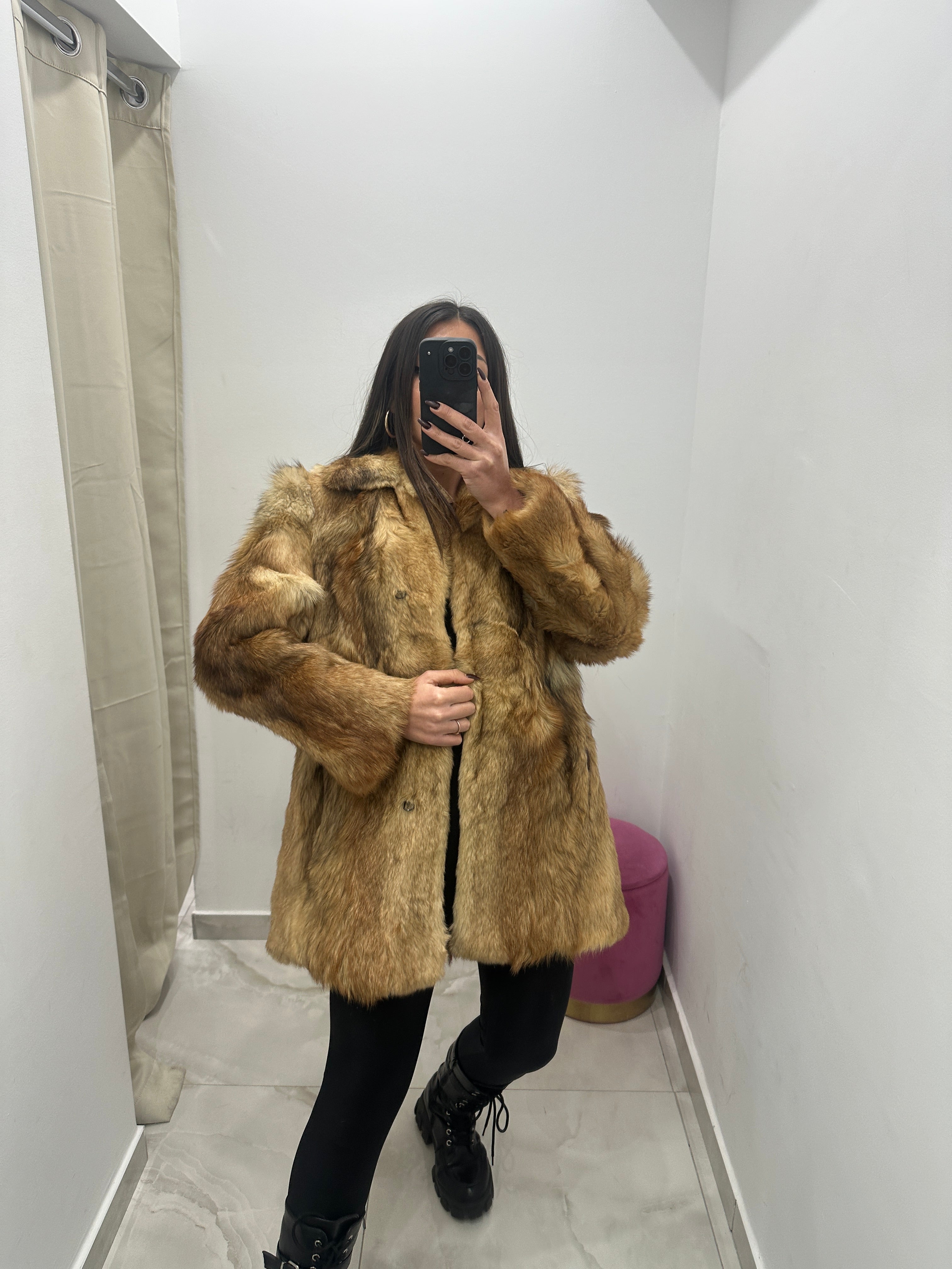 Pelliccia vera vintage miele