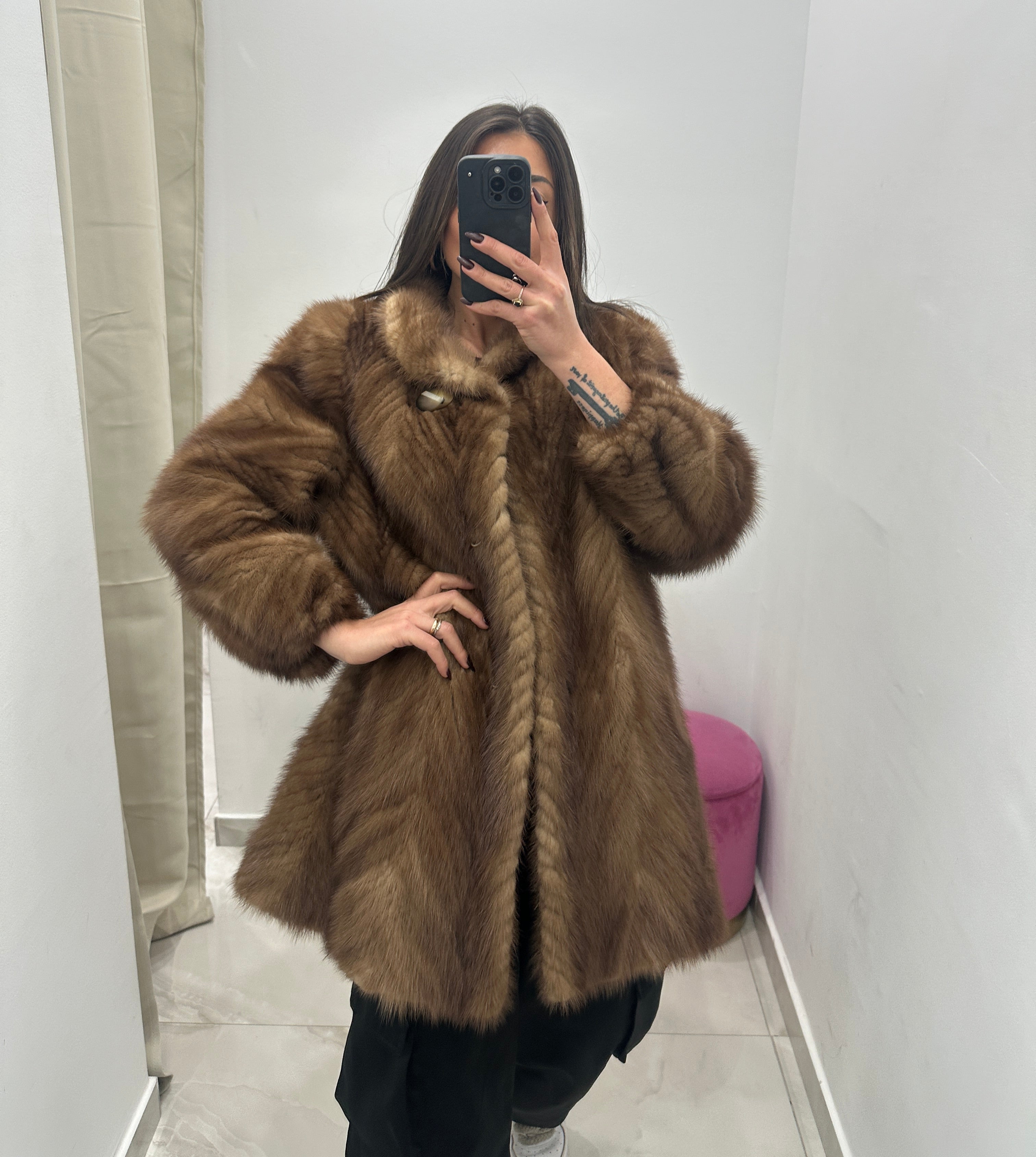 Pelliccia vera vintage miele