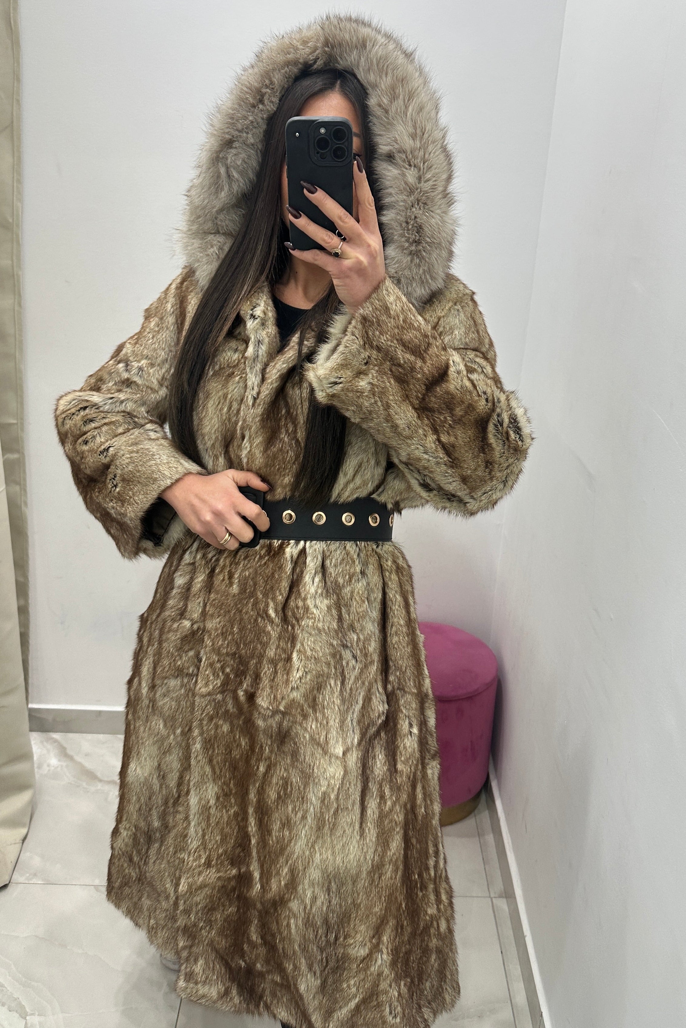 Pelliccia vera vintage beige