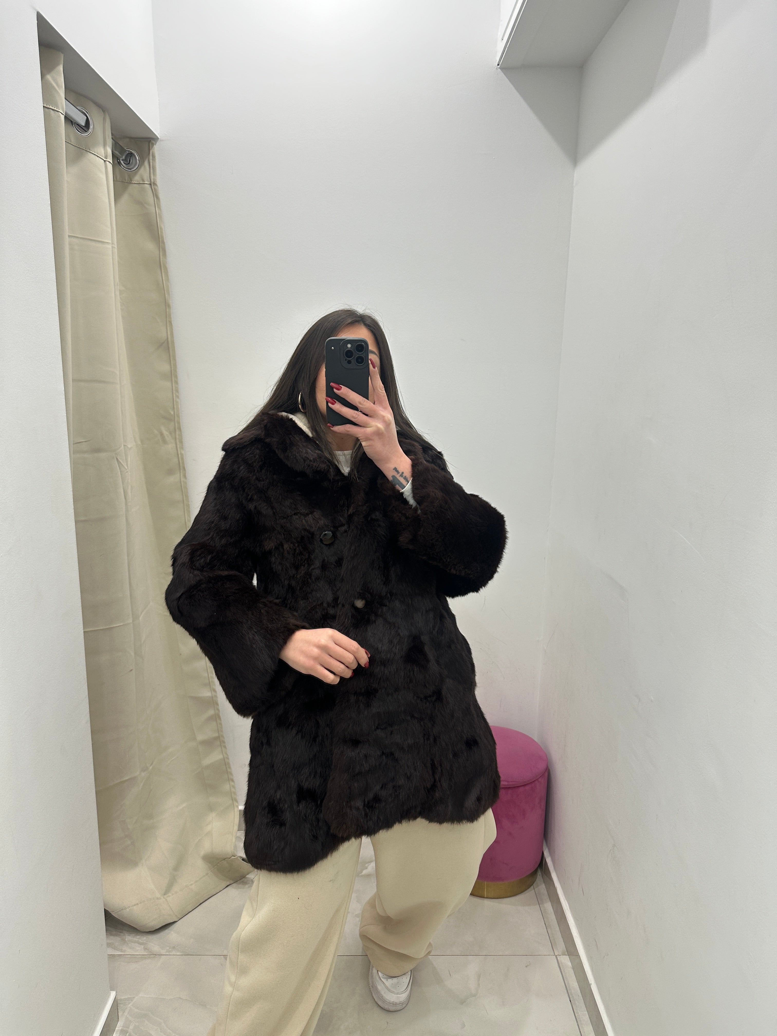 Pelliccia vera vintage marrone scuro