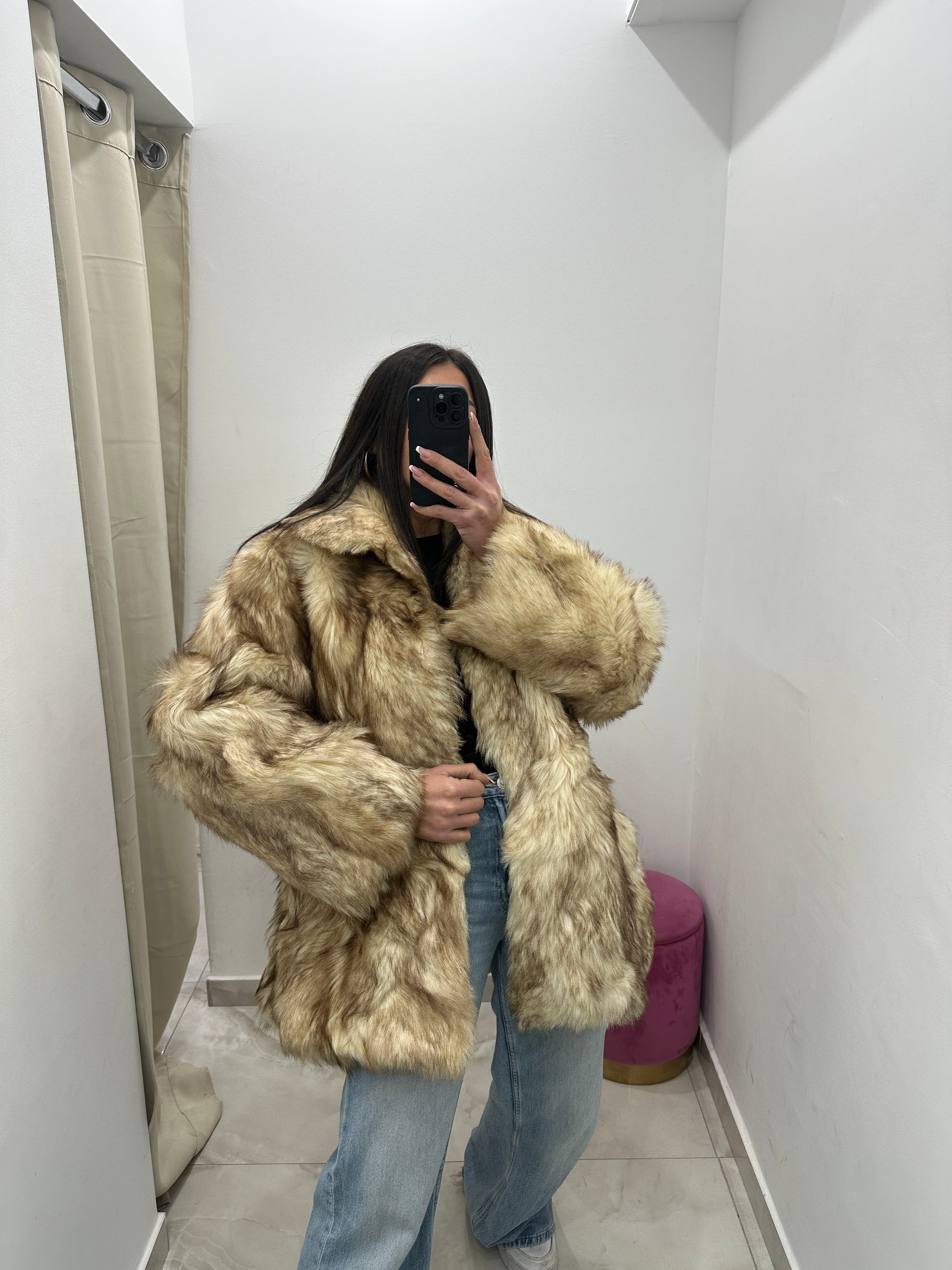 Pelliccia vera vintage panna