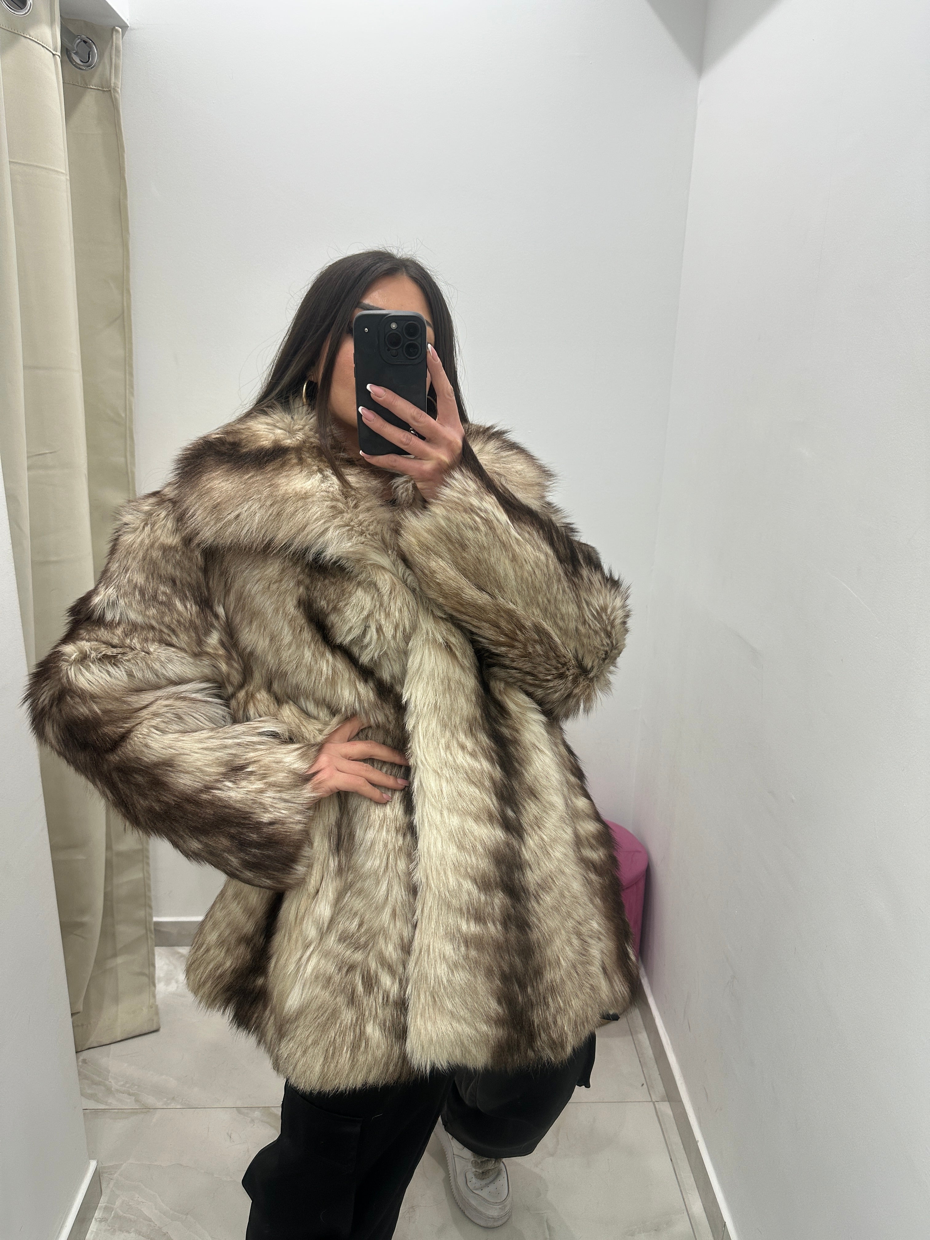 Pelliccia vera vintage bicolor