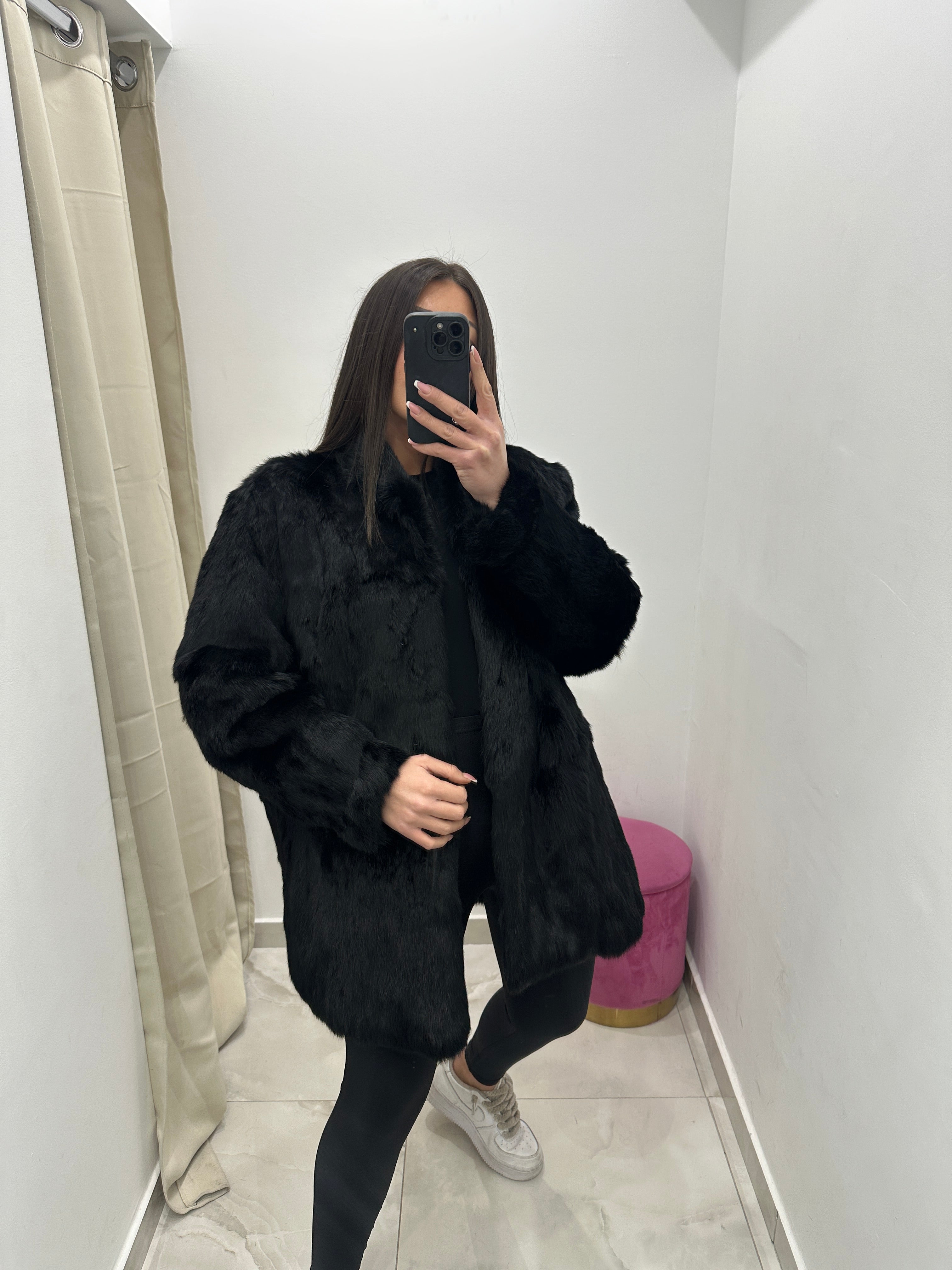 Pelliccia vera vintage nera