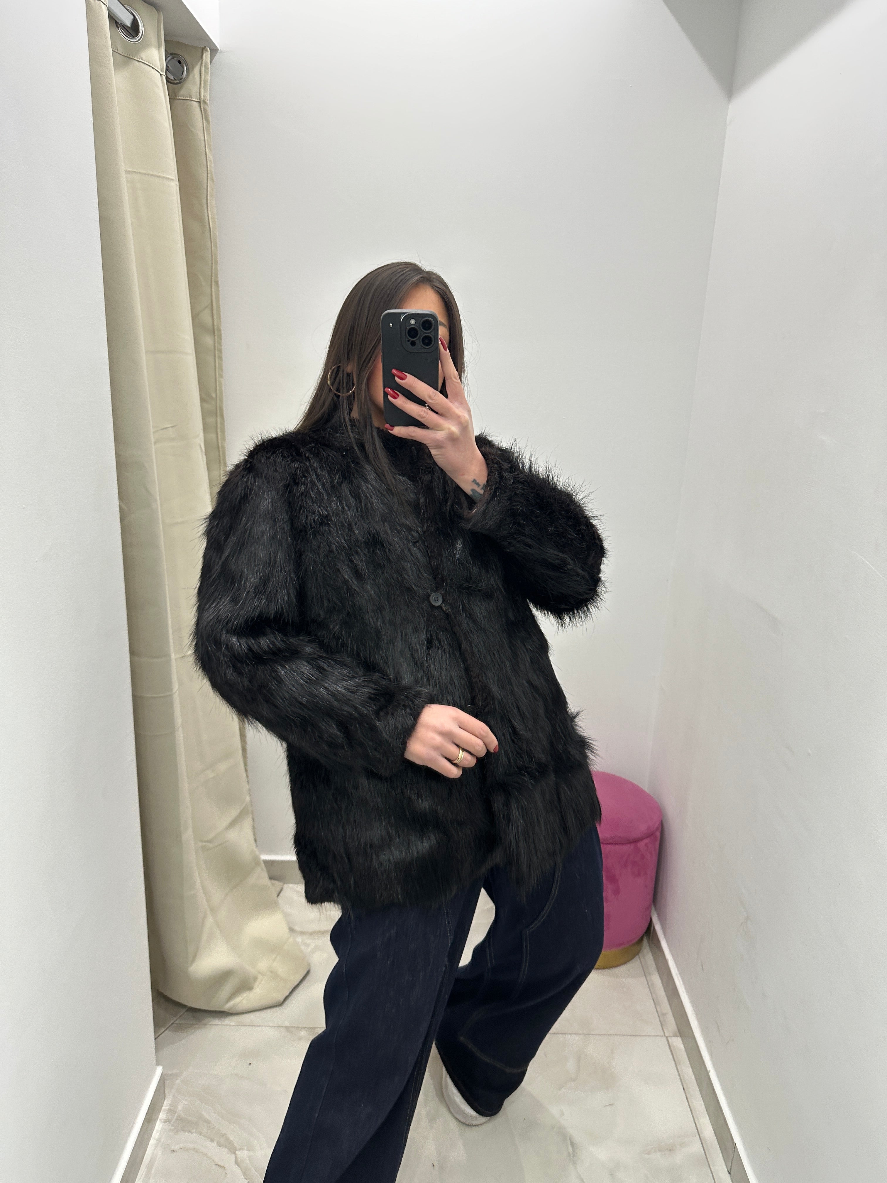 Pelliccia vera vintage nera