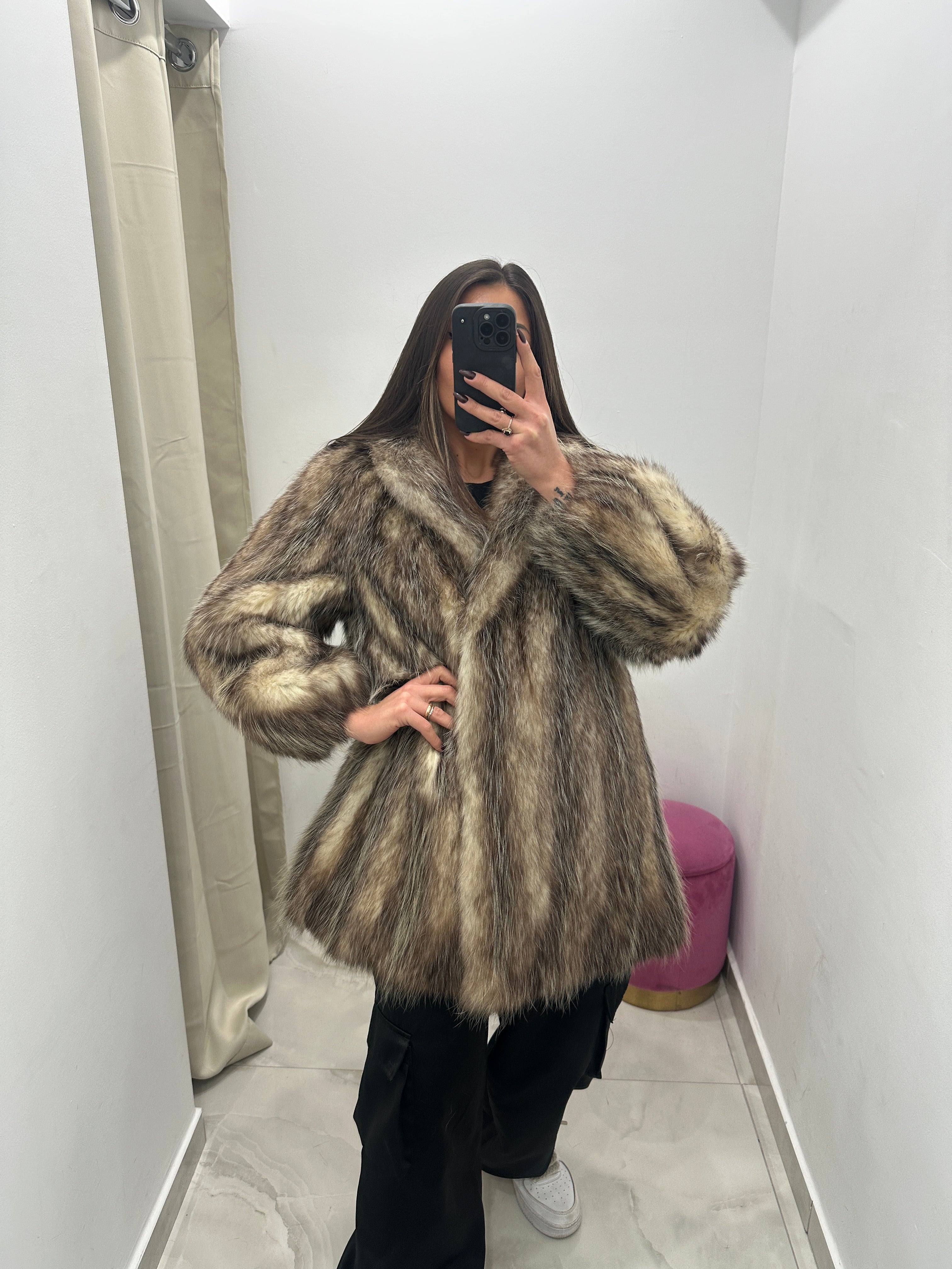 Pelliccia vera vintage bicolor